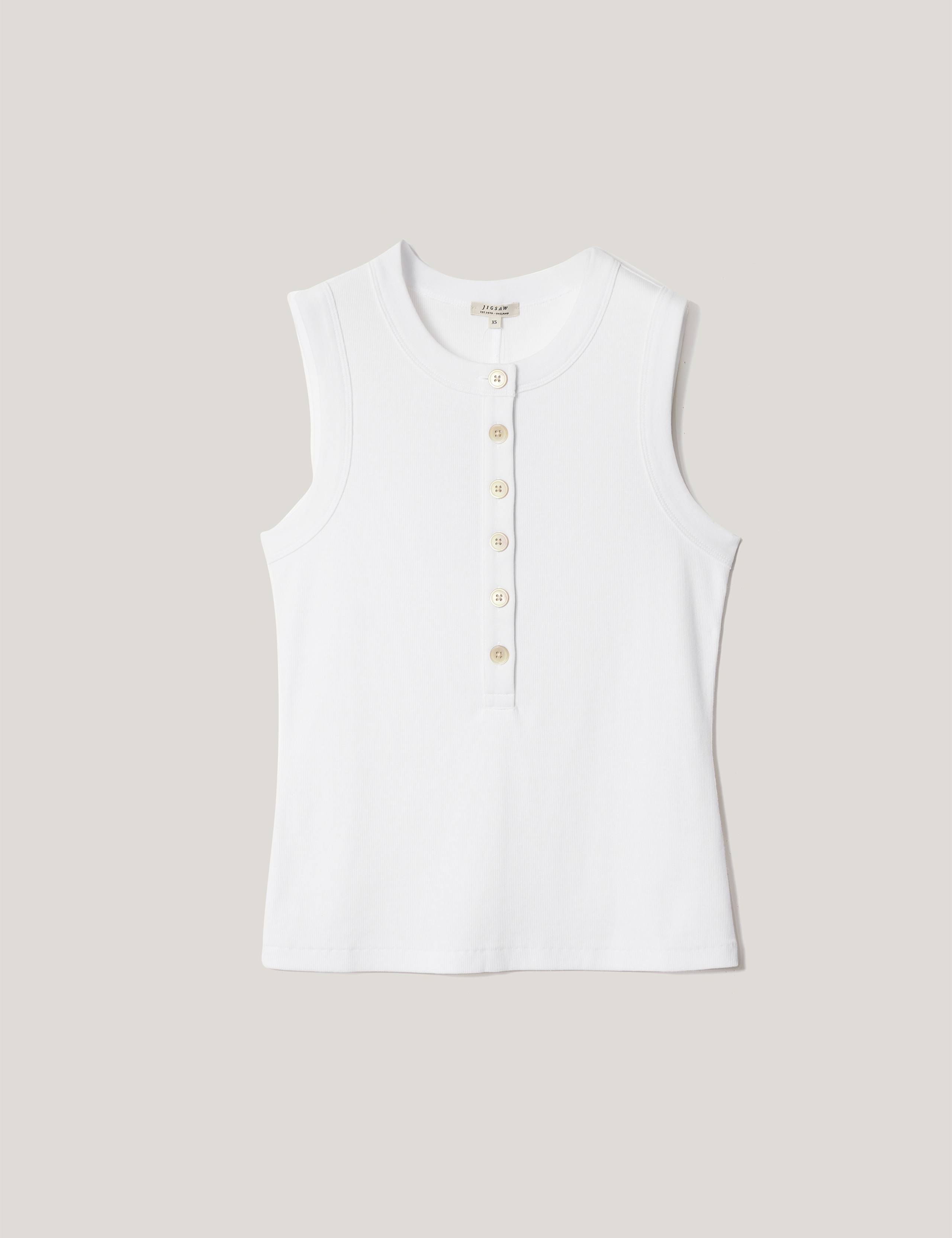 Cotton Rich Ribbed Button Detail Vest 2 of 5