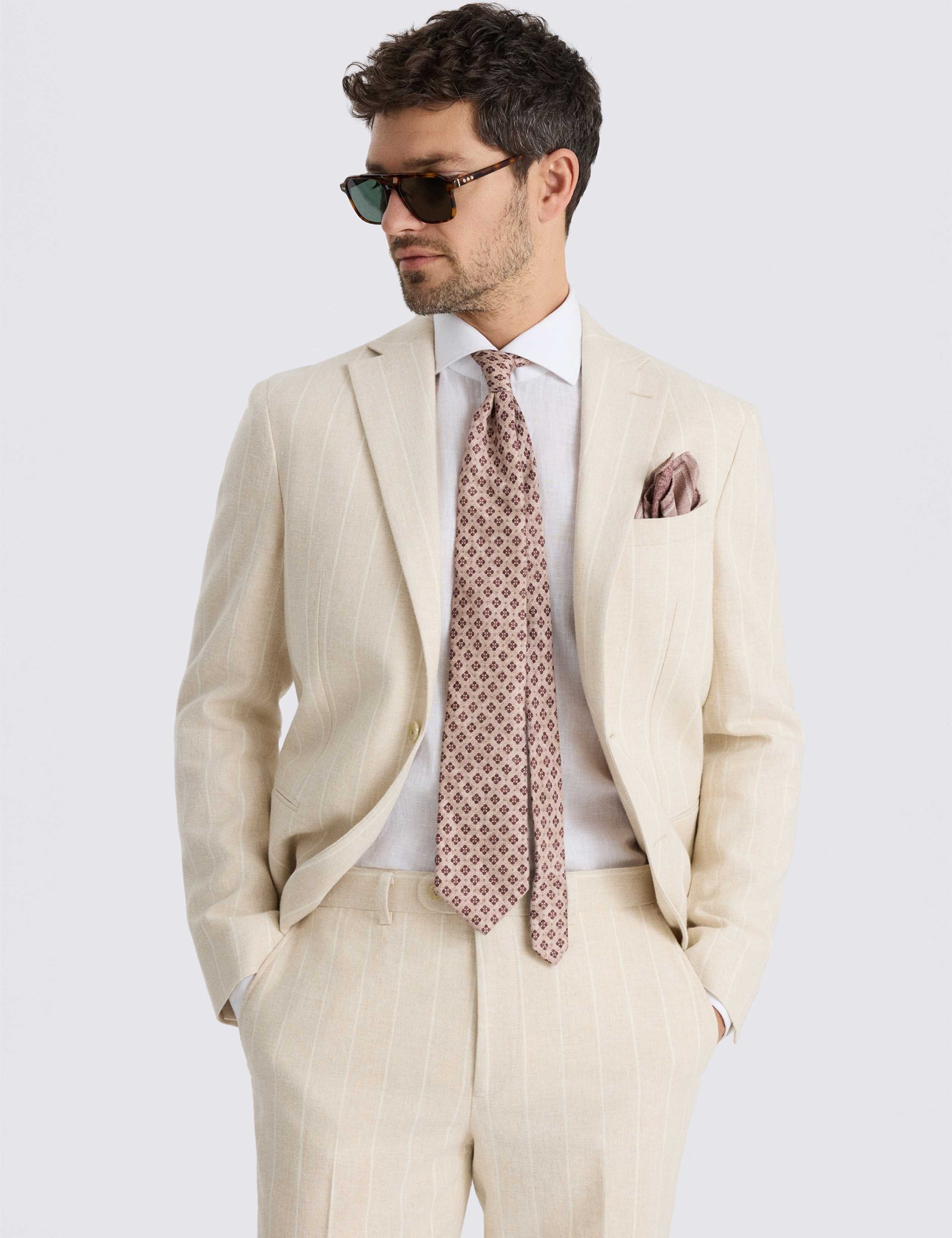 Slim Fit Pure Linen Striped Suit Jacket 1 of 5
