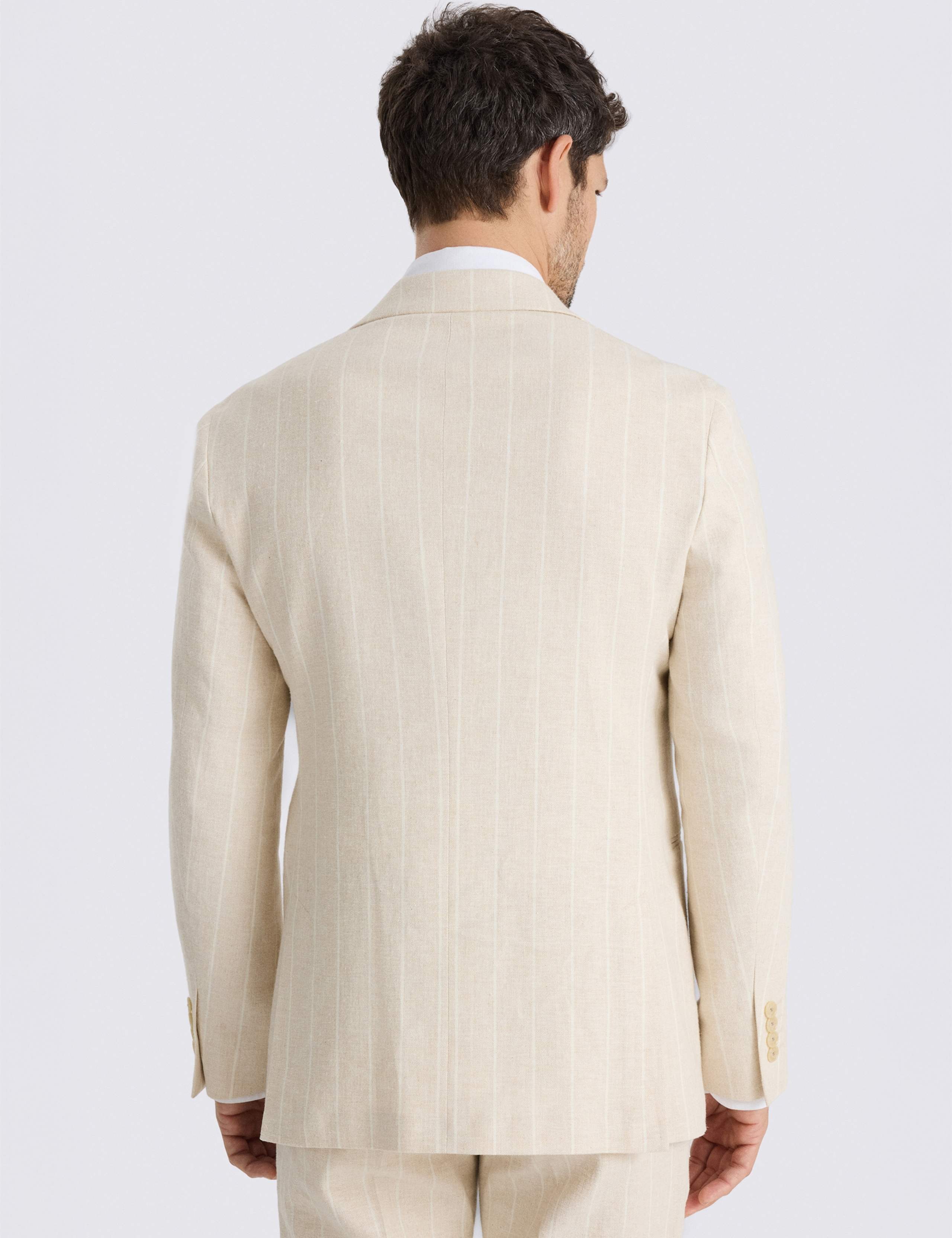 Slim Fit Pure Linen Striped Suit Jacket 4 of 5