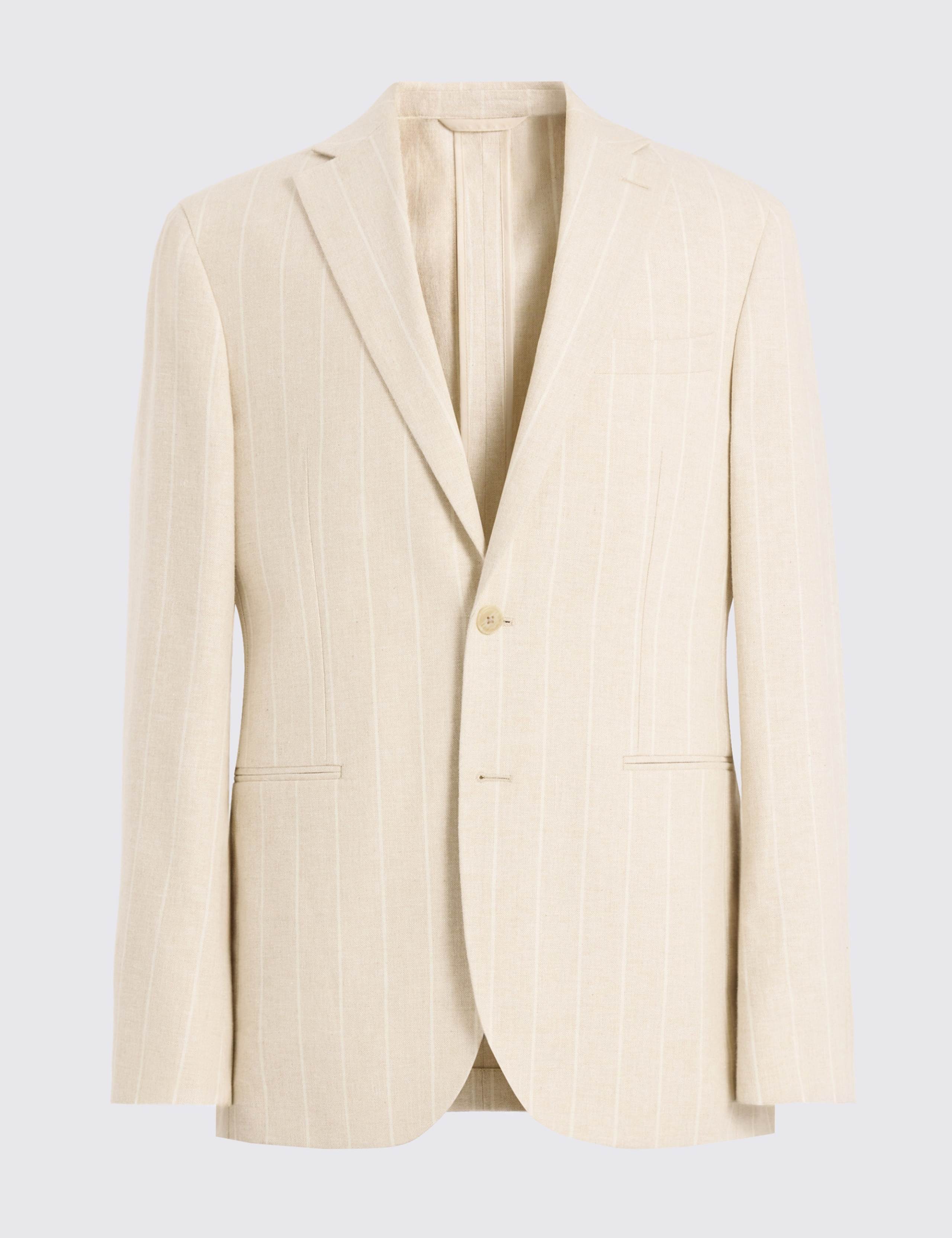 Slim Fit Pure Linen Striped Suit Jacket 2 of 5