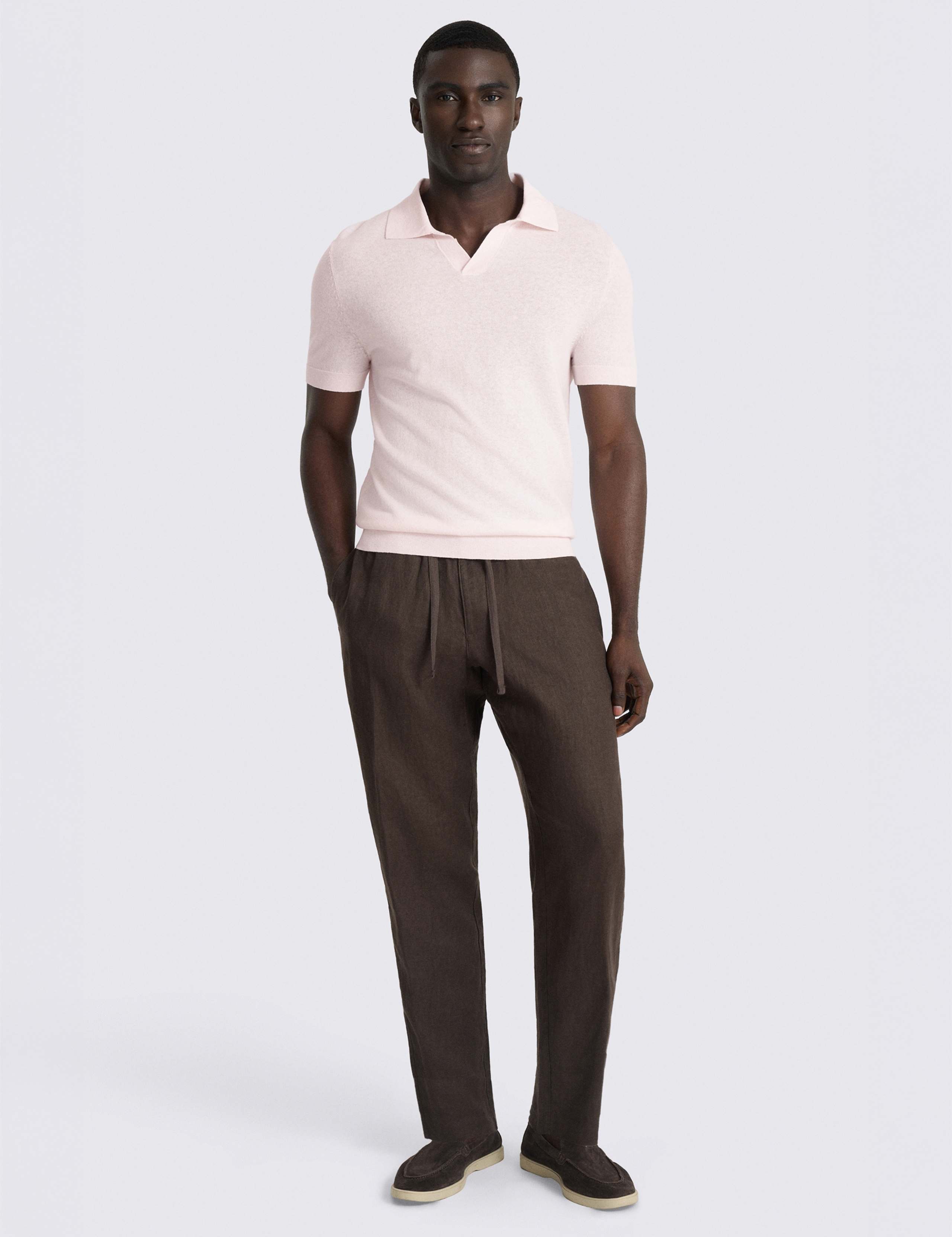 Cotton Linen Blend Knitted Polo Shirt 3 of 4