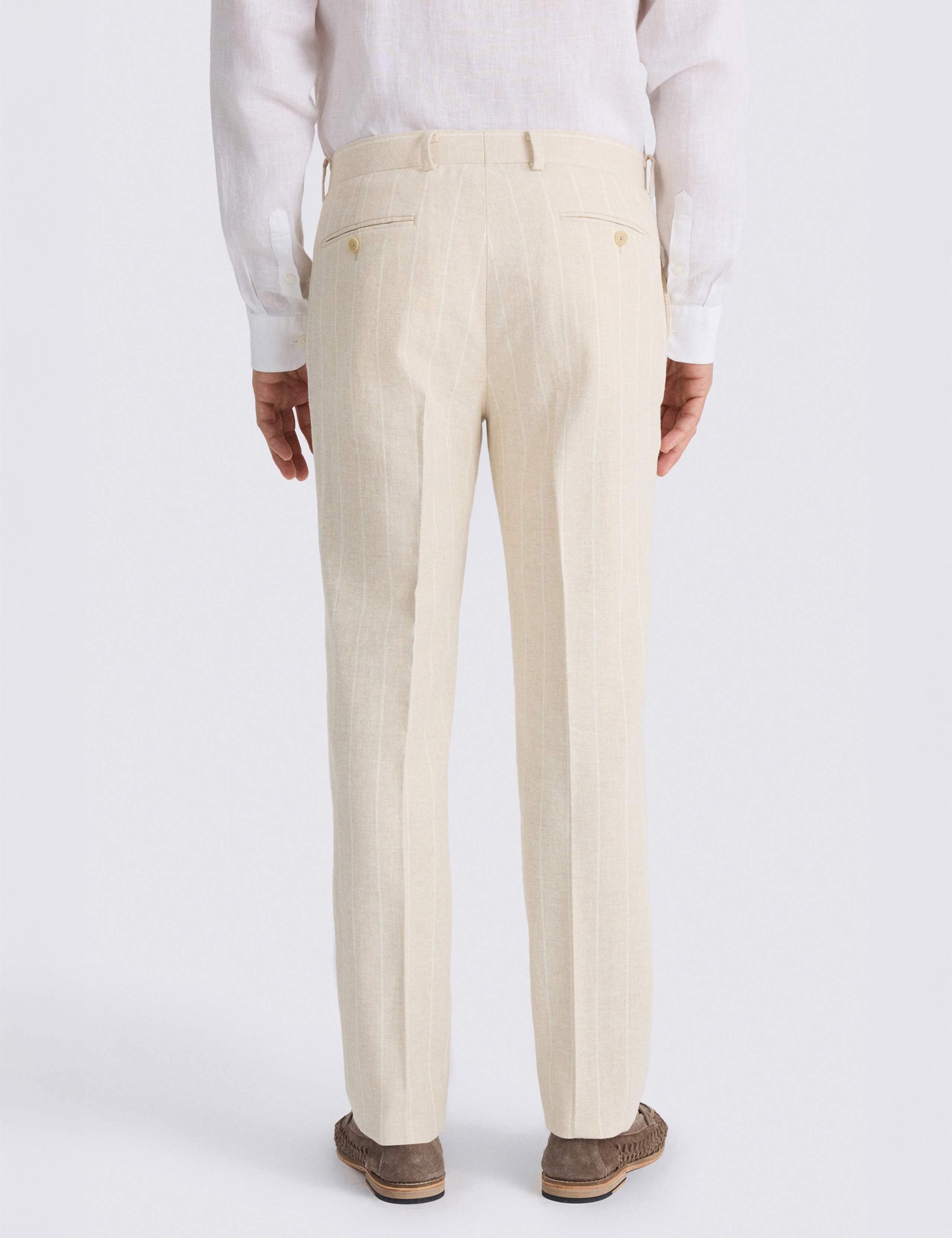 Slim Fit Pure Linen Striped Trousers 3 of 3