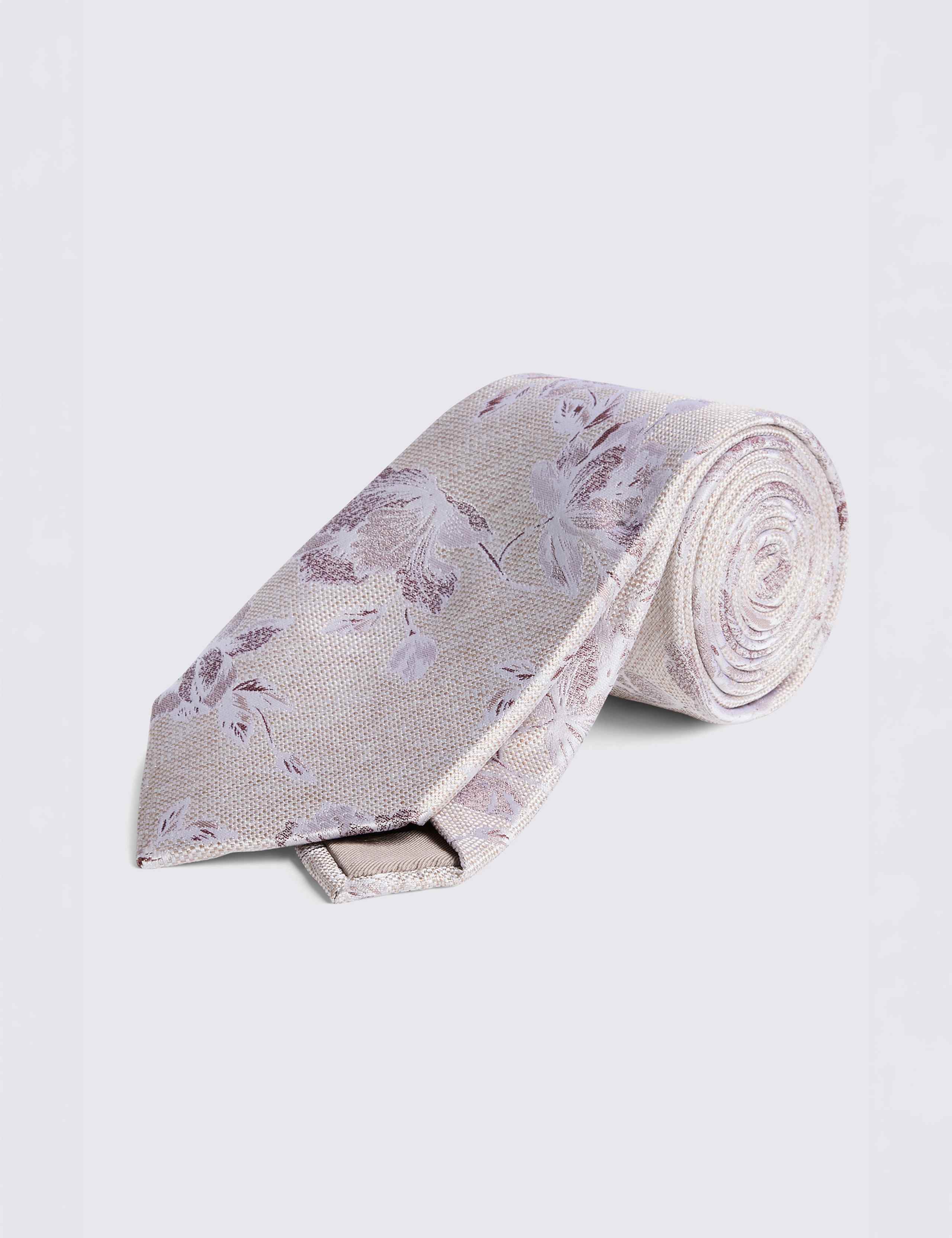 Floral Textured Pure Silk Tie 1 of 2