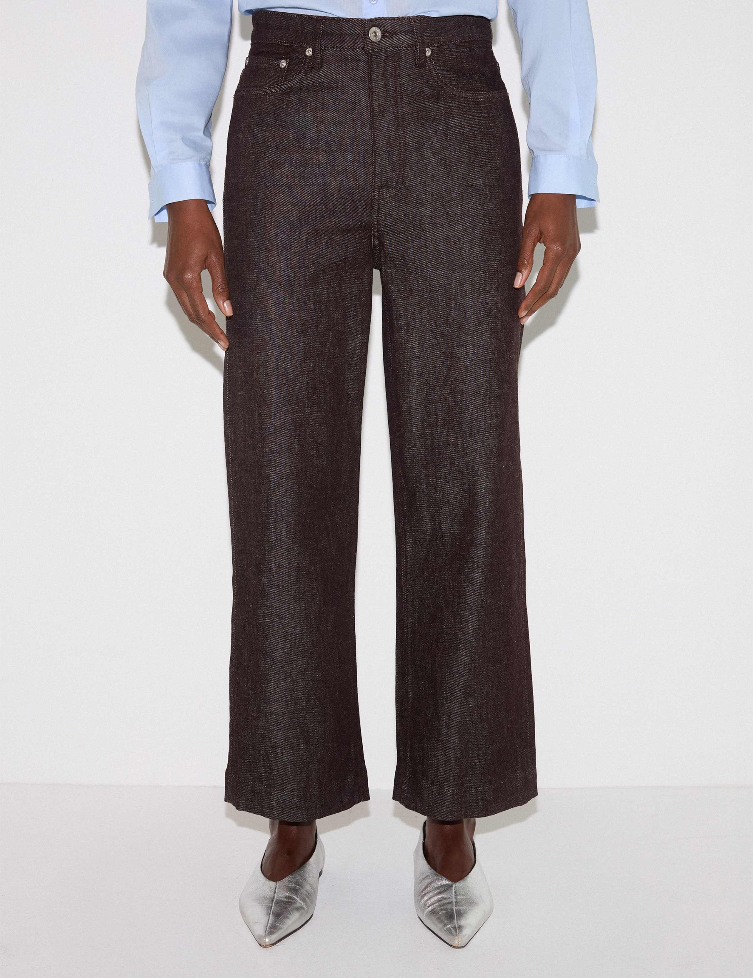 High Waisted Wide Leg Ankle Grazer Jeans 3 of 6