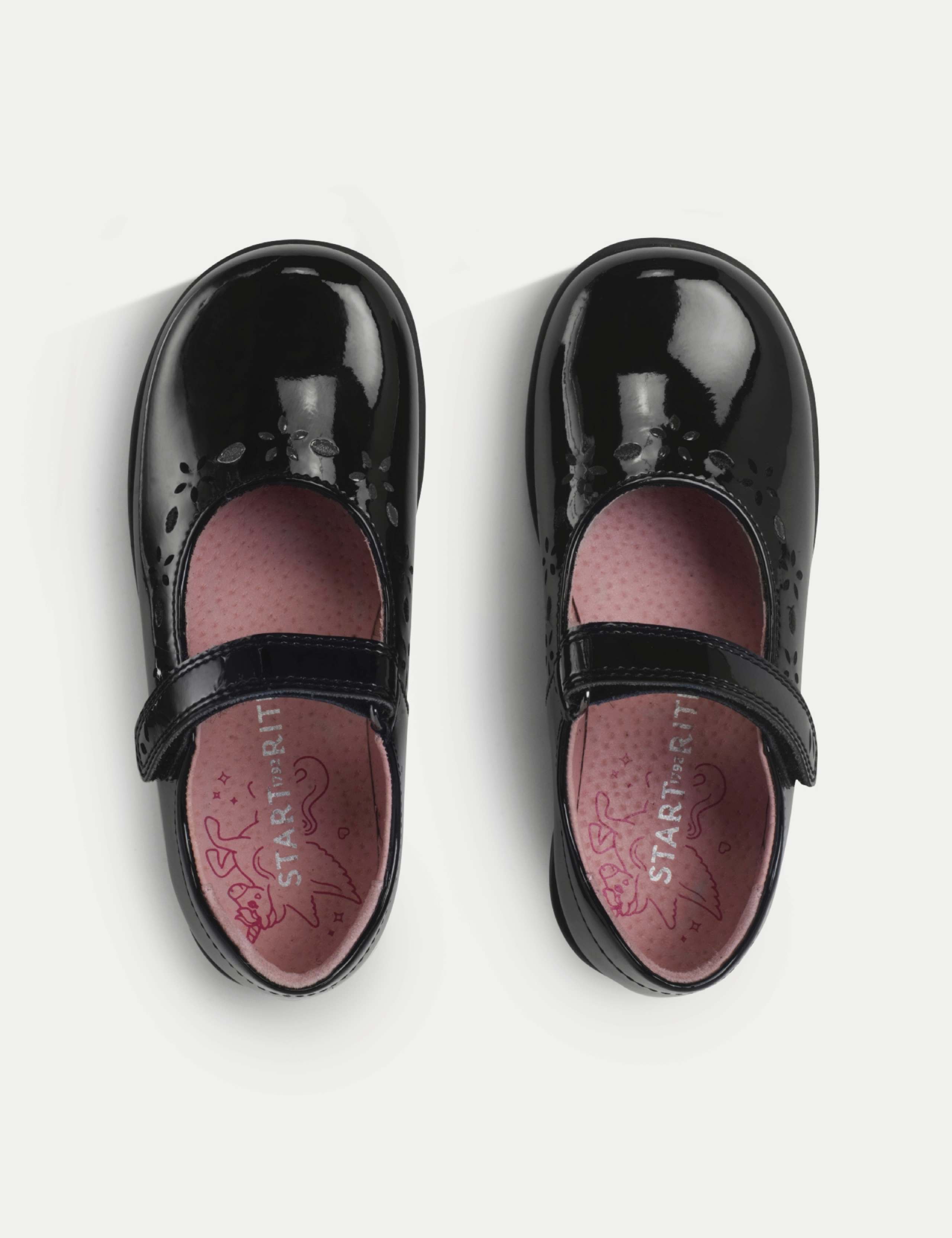 Kids' Patent Leather Riptape School Shoes (6 Small - 1 1/2 Large) 2 of 3