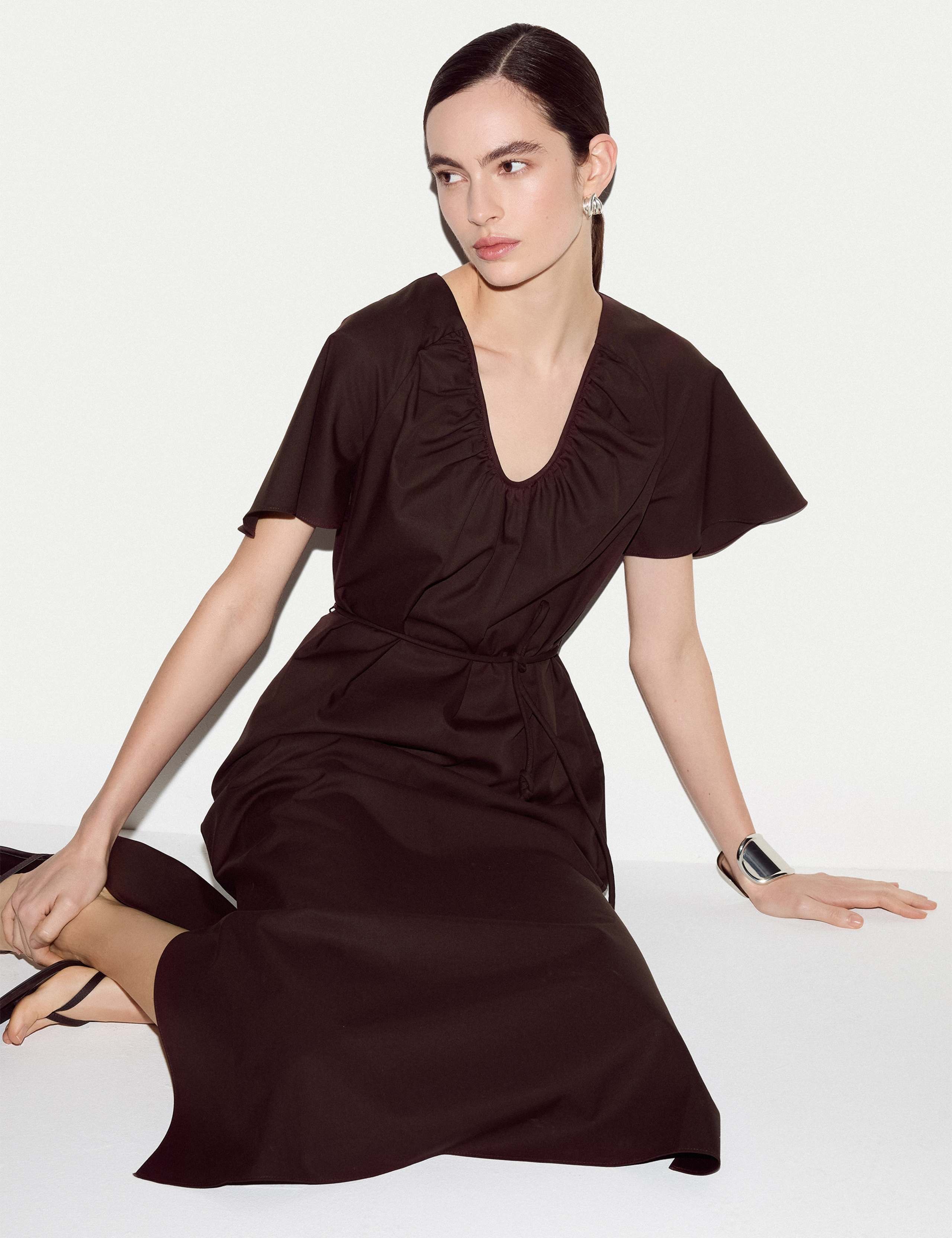 Cotton Blend Midi Relaxed Waisted Dress 4 of 6