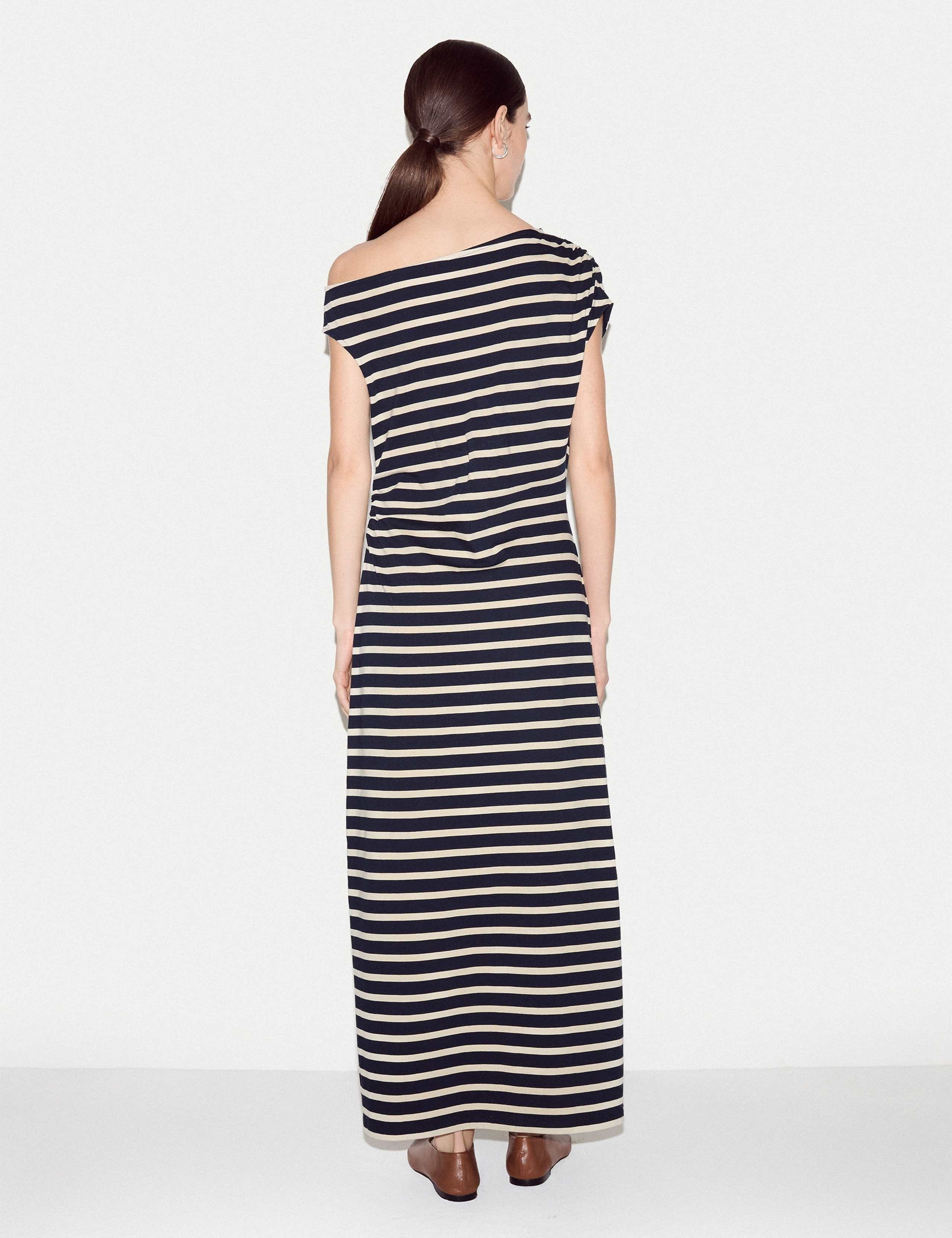 Pure Cotton Striped Asymmetric Midaxi Dress 5 of 5