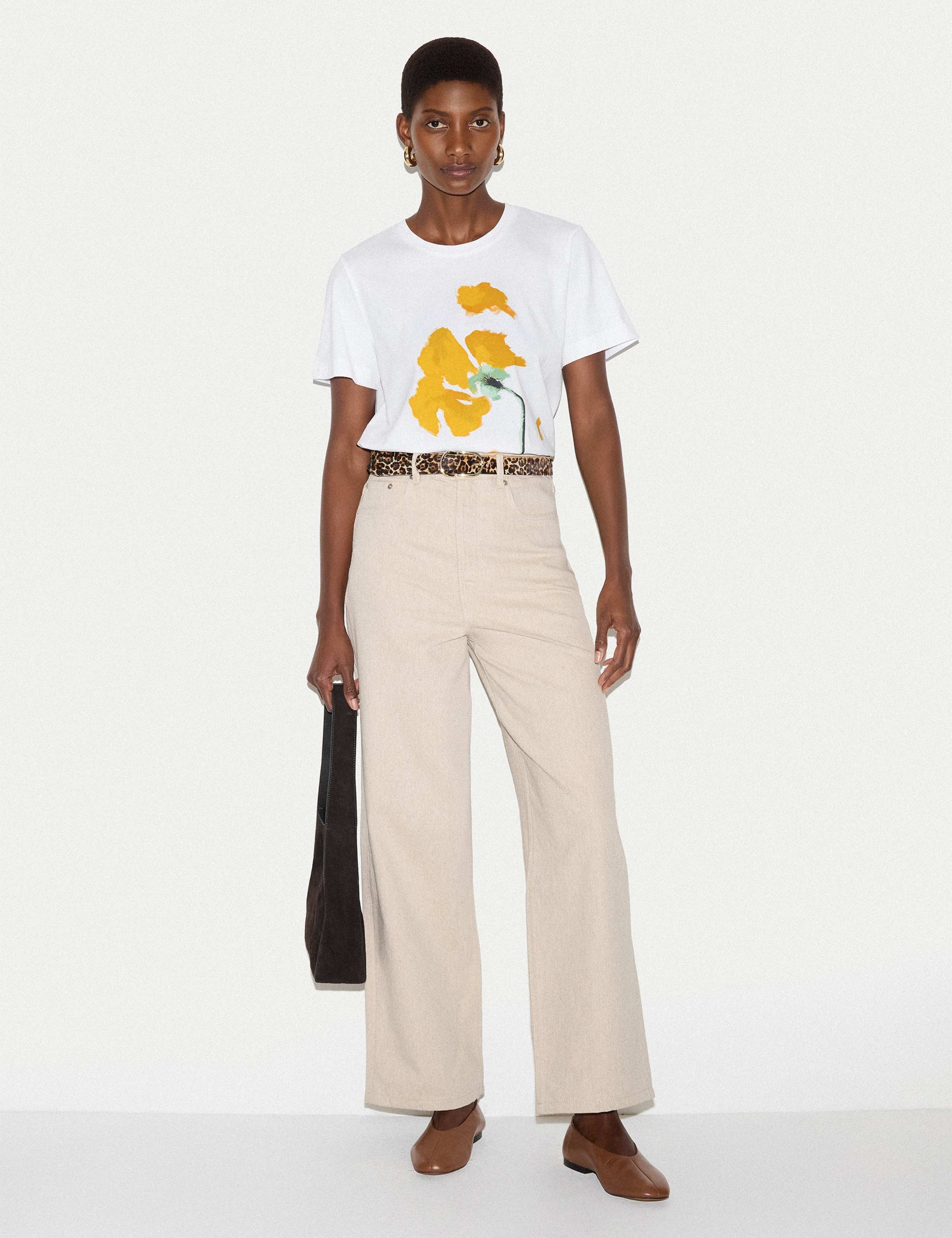 Pure Cotton Poppy Print T-Shirt 3 of 5