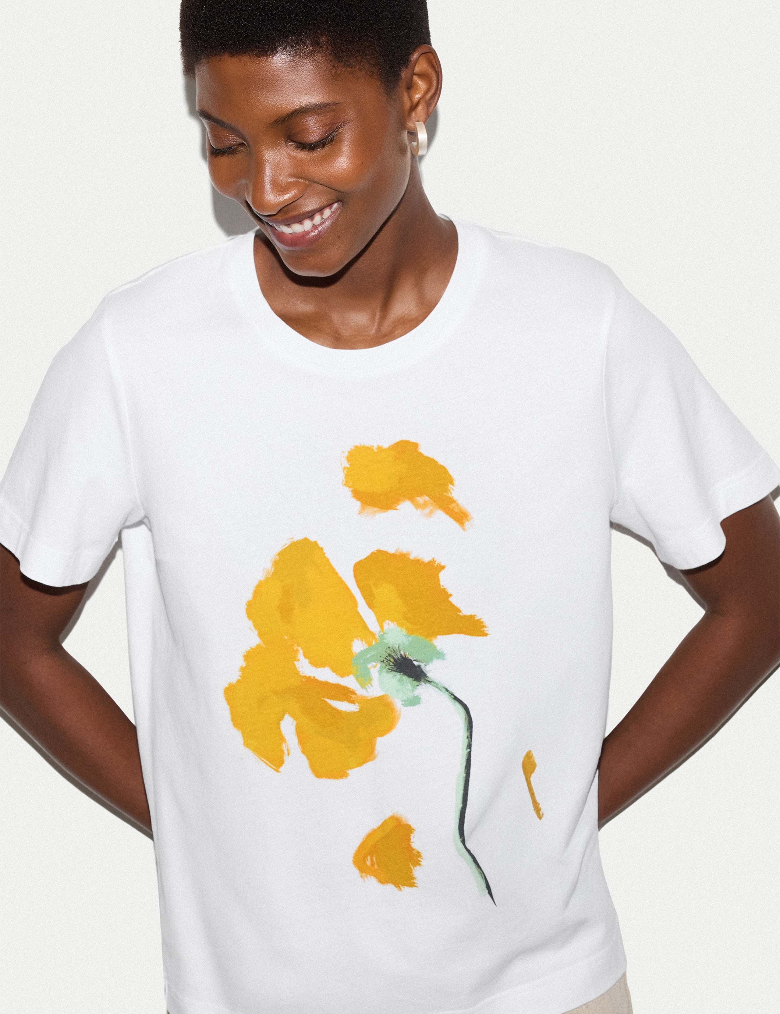 Pure Cotton Poppy Print T-Shirt 5 of 5