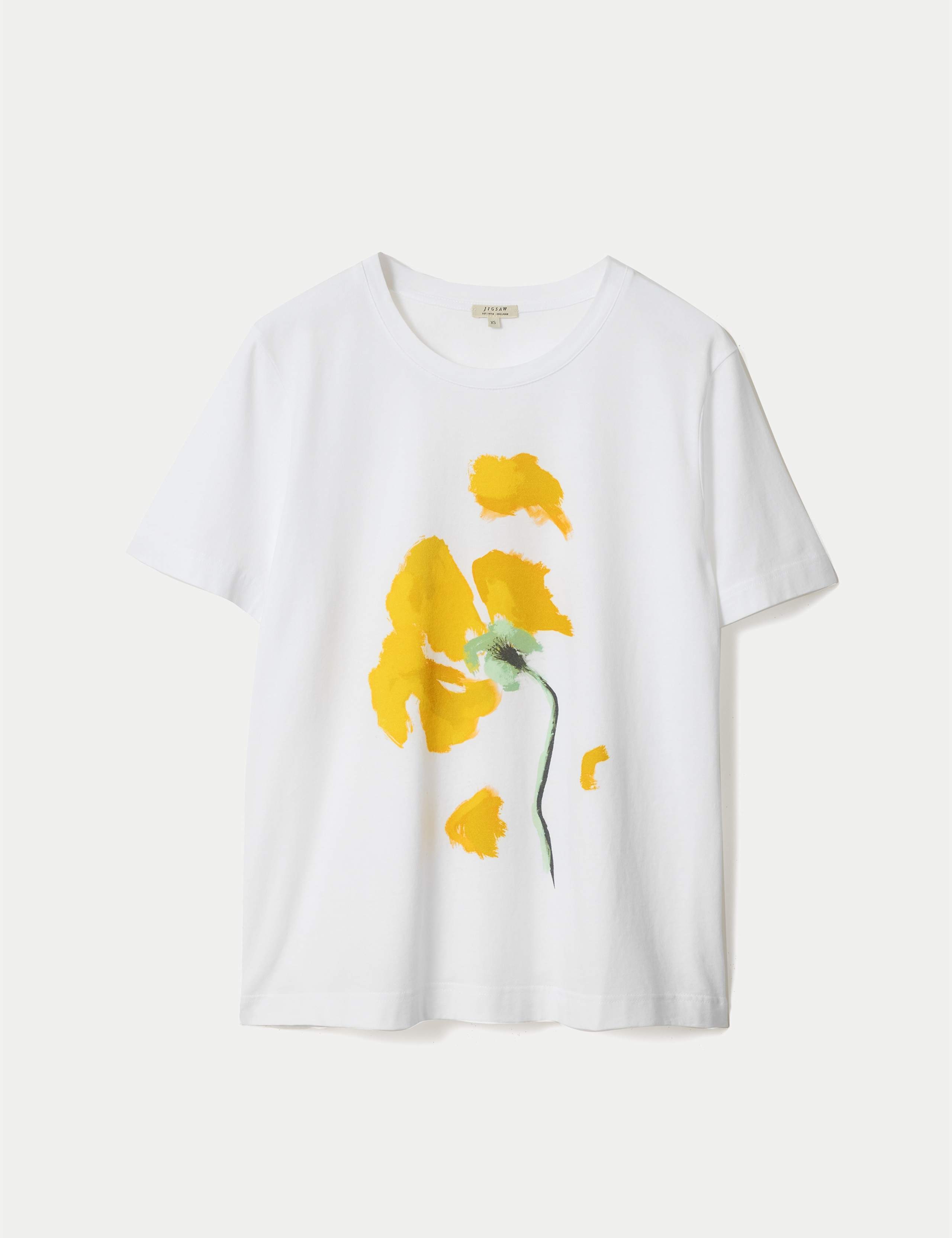 Pure Cotton Poppy Print T-Shirt 2 of 5