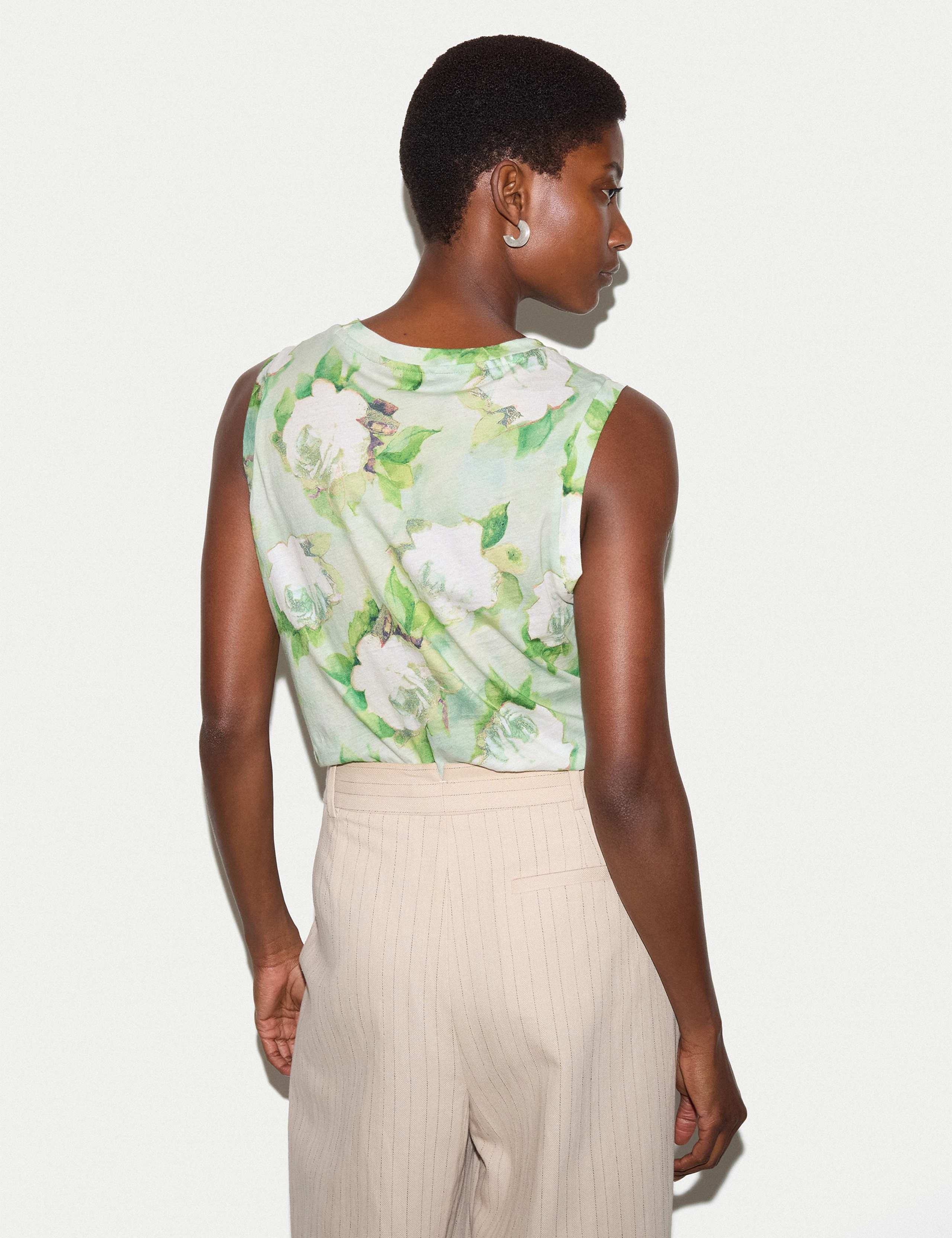 Pure Cotton Floral Vest Top 4 of 5