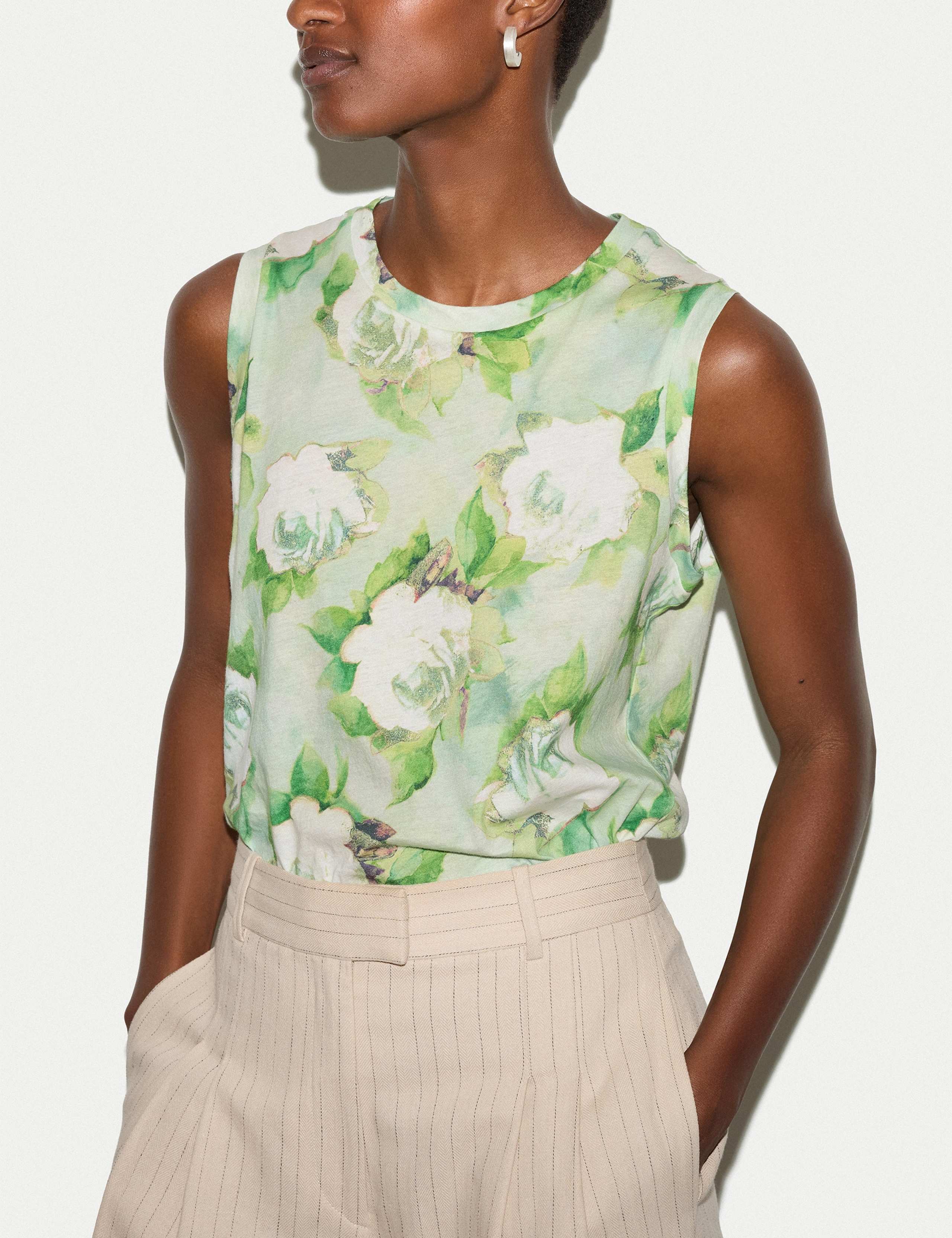 Pure Cotton Floral Vest Top 5 of 5