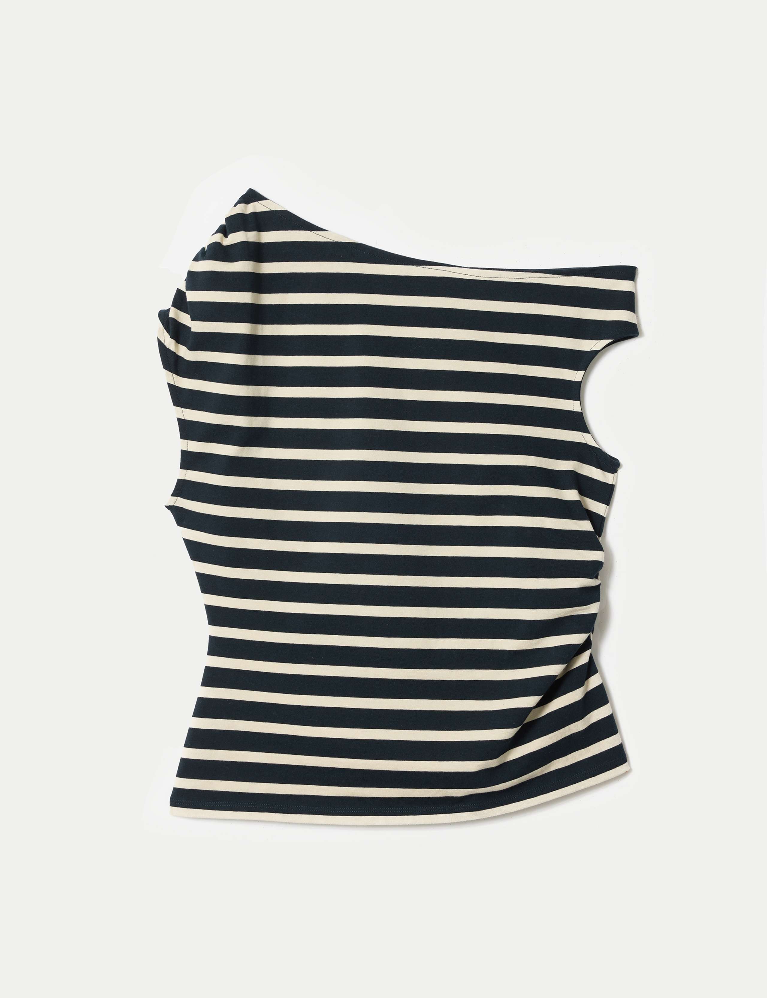 Pure Cotton Striped Off the Shoulder T-Shirt 2 of 5