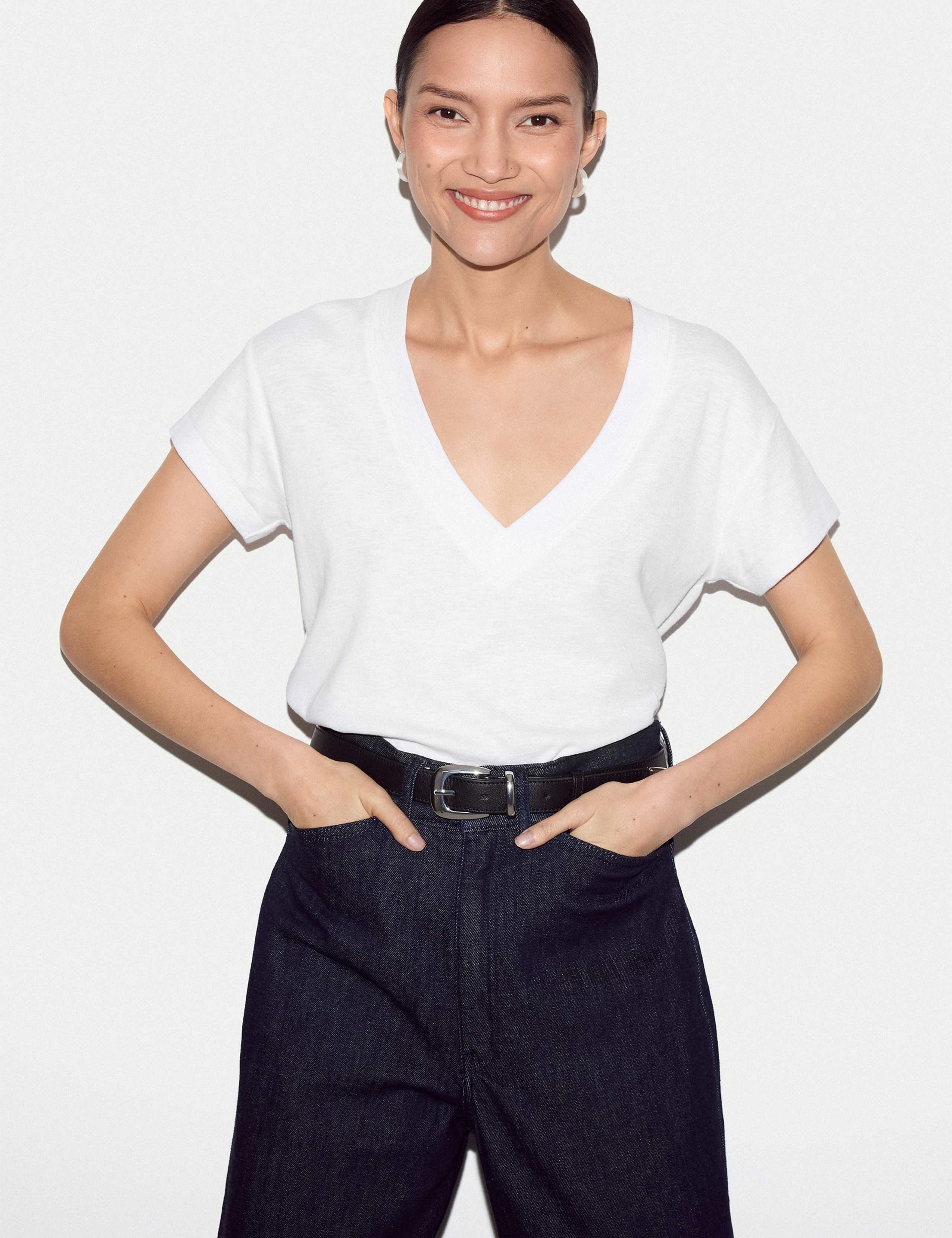 Pure Cotton V-Neck T-Shirt 1 of 6