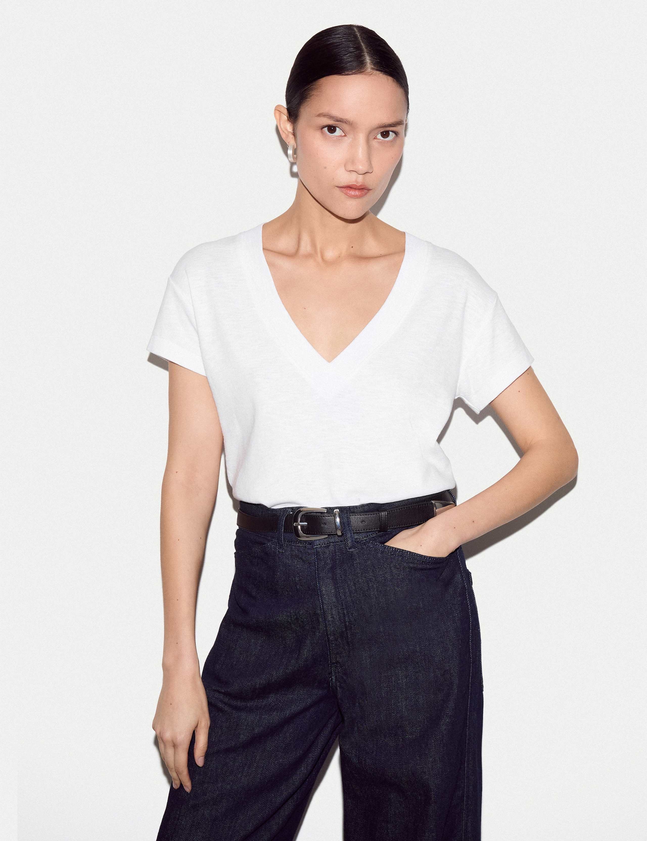Pure Cotton V-Neck T-Shirt 3 of 6