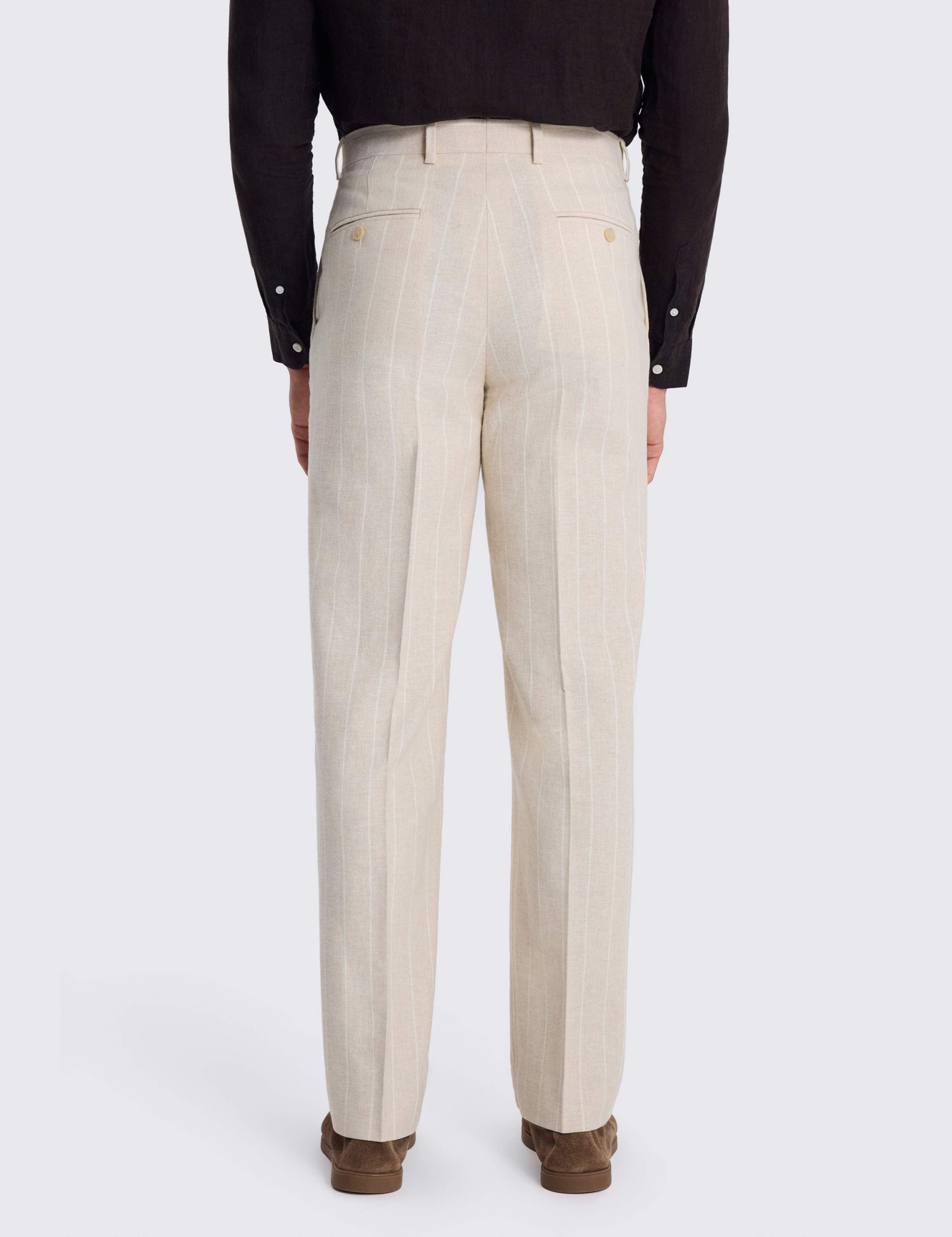 Relaxed Fit Linen Rich Striped Suit Trousers 3 of 3