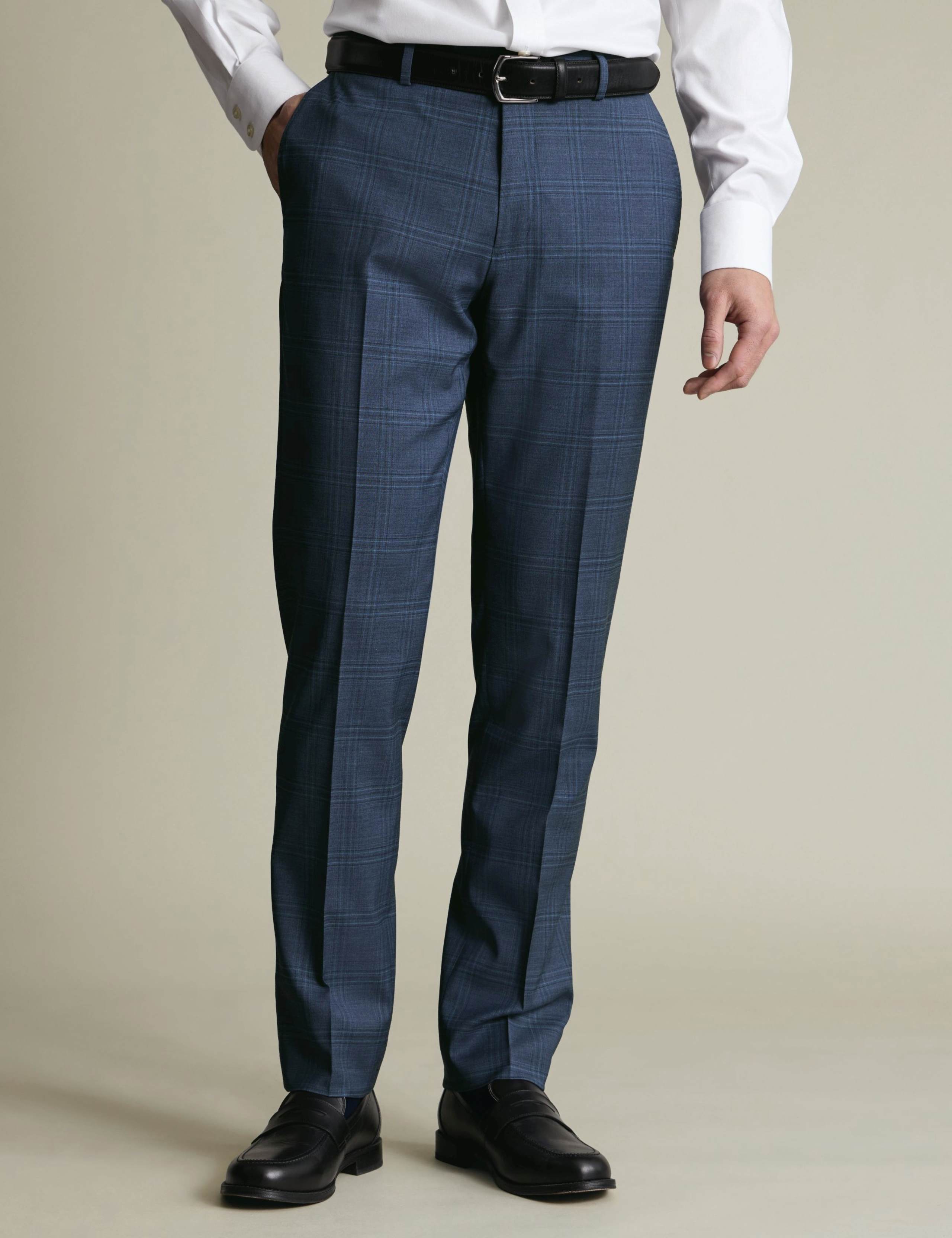 Slim Fit Italian Wool Checked Suit Trousers 1 of 4