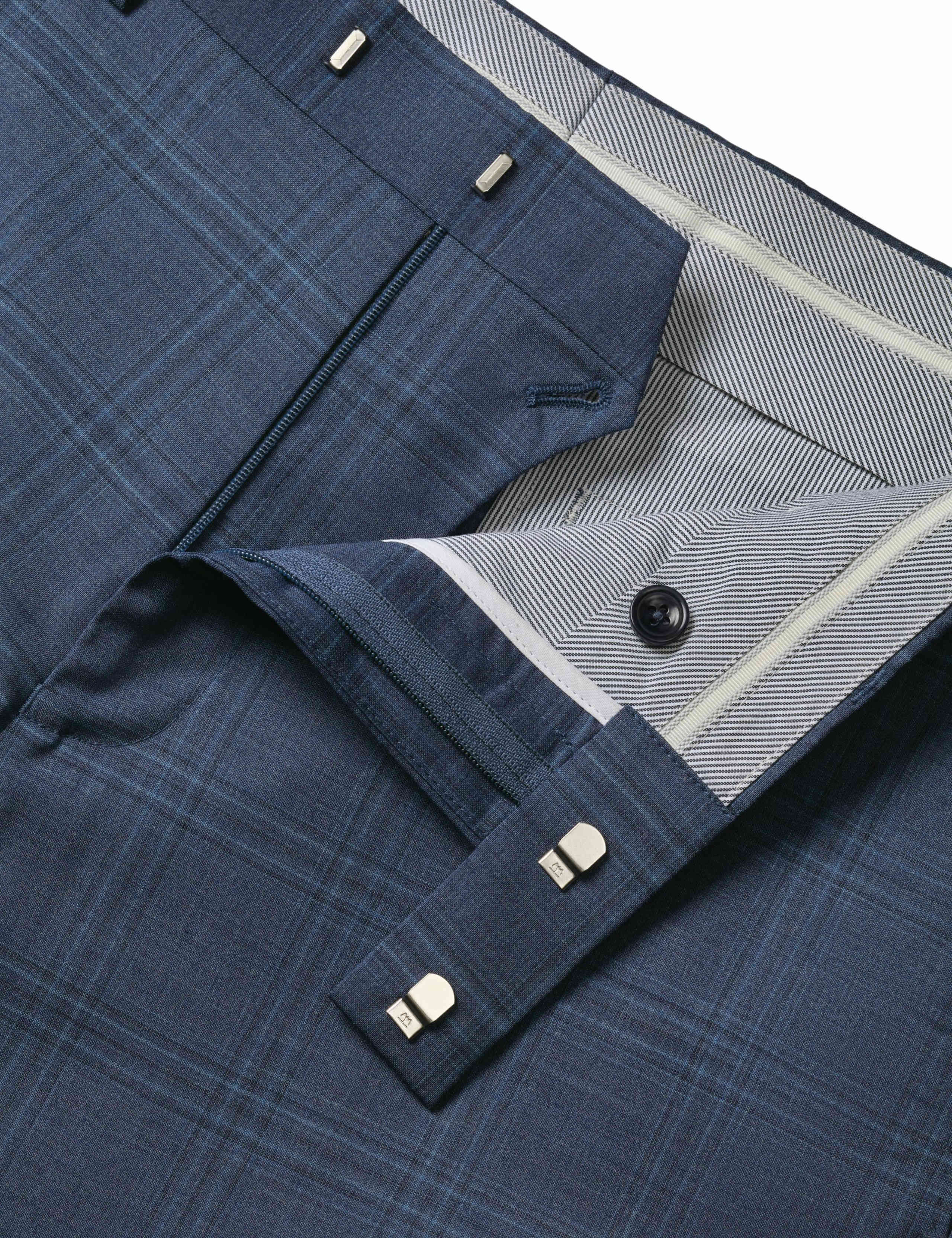 Slim Fit Italian Wool Checked Suit Trousers 2 of 4