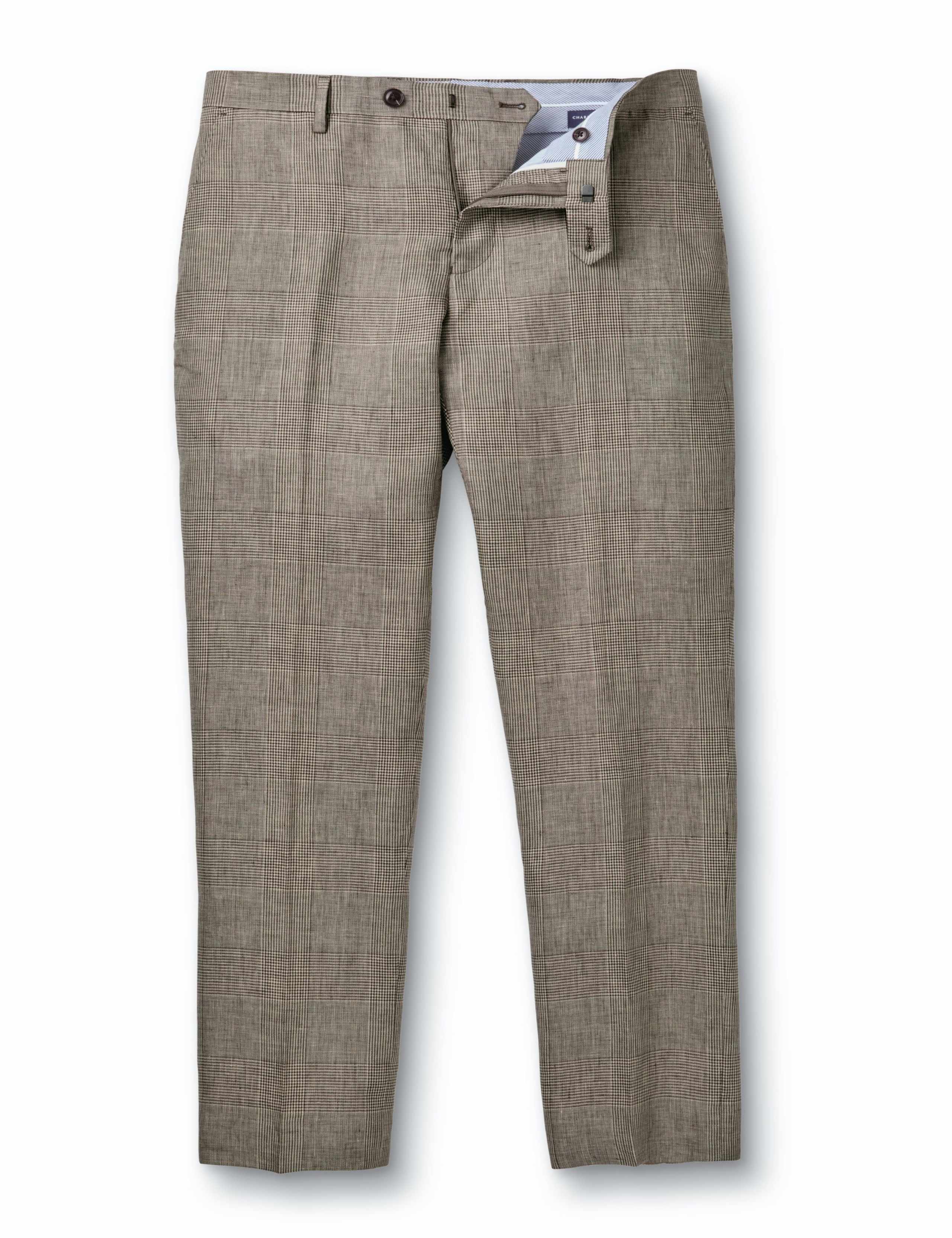 Slim Fit Pure Linen Check Suit Trousers 3 of 6