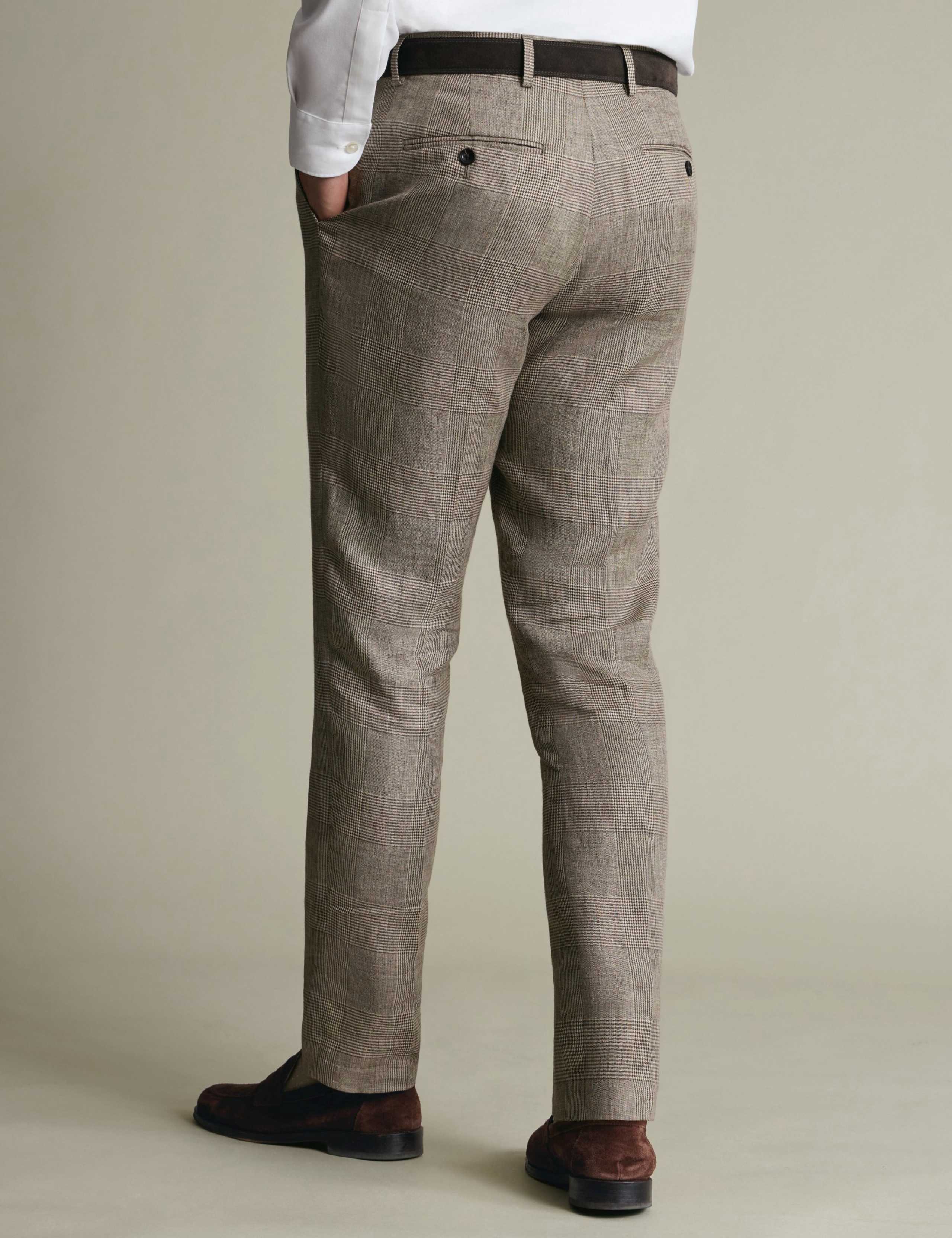 Slim Fit Pure Linen Check Suit Trousers 4 of 6