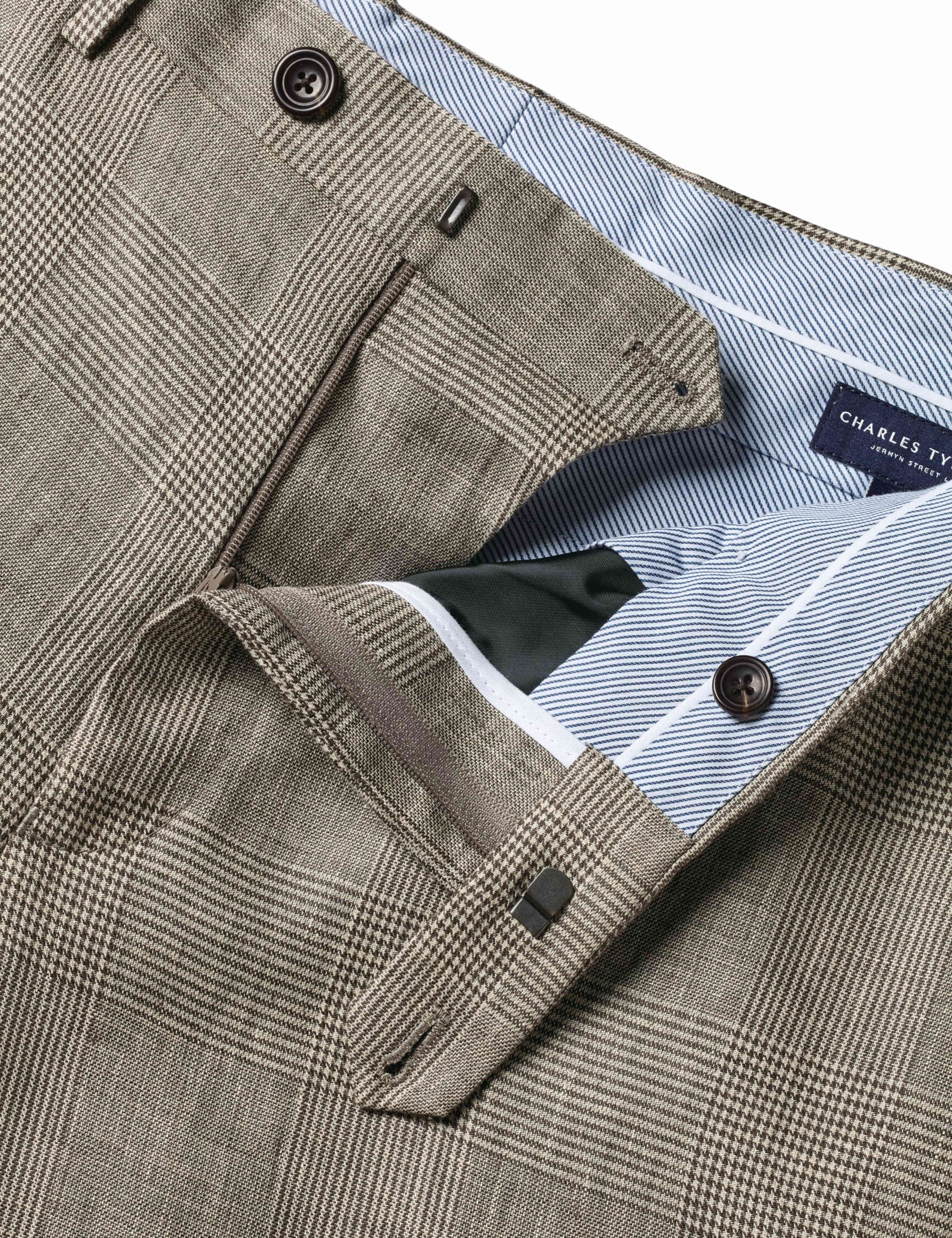 Slim Fit Pure Linen Check Suit Trousers 6 of 6