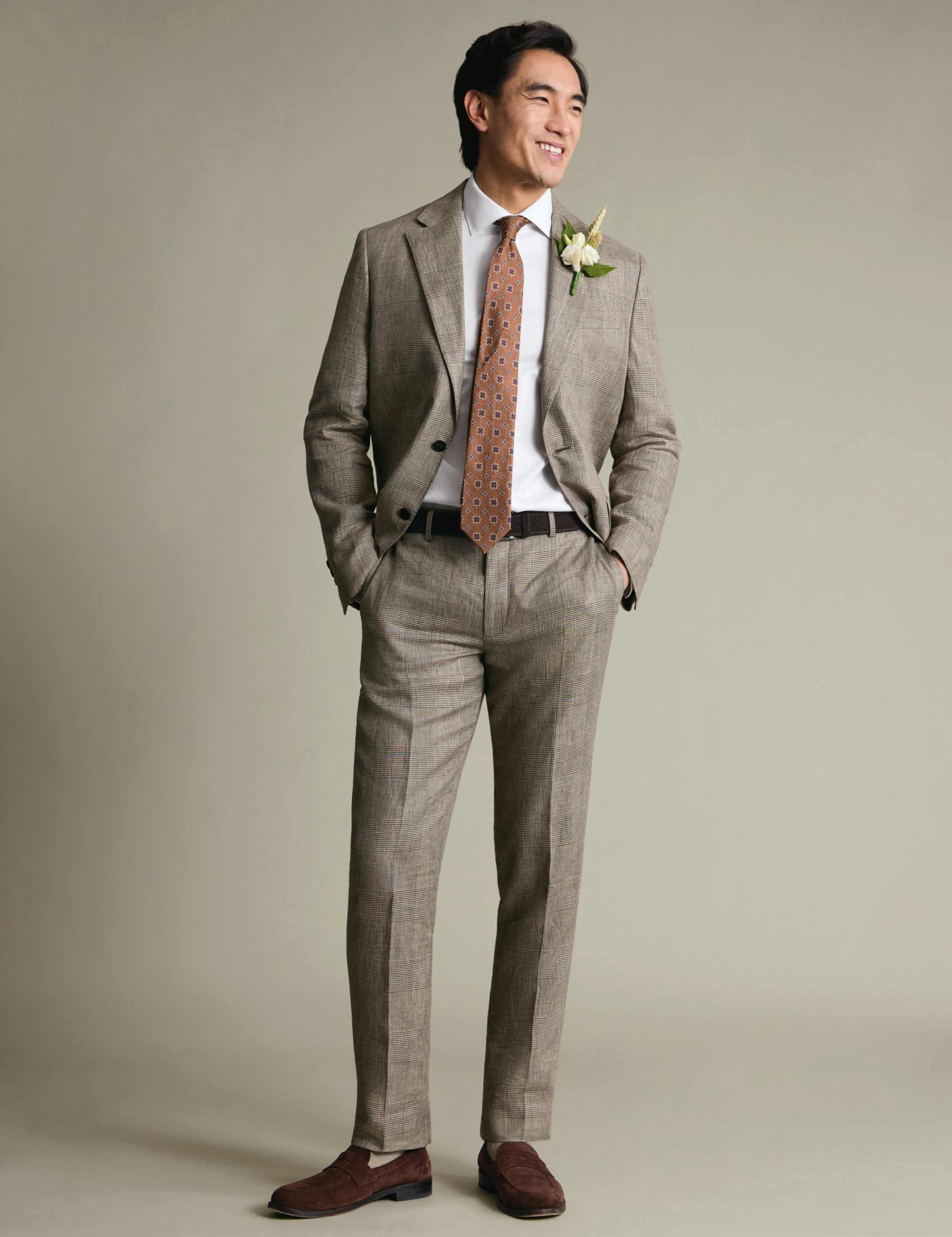 Slim Fit Pure Linen Check Suit Jacket 2 of 5