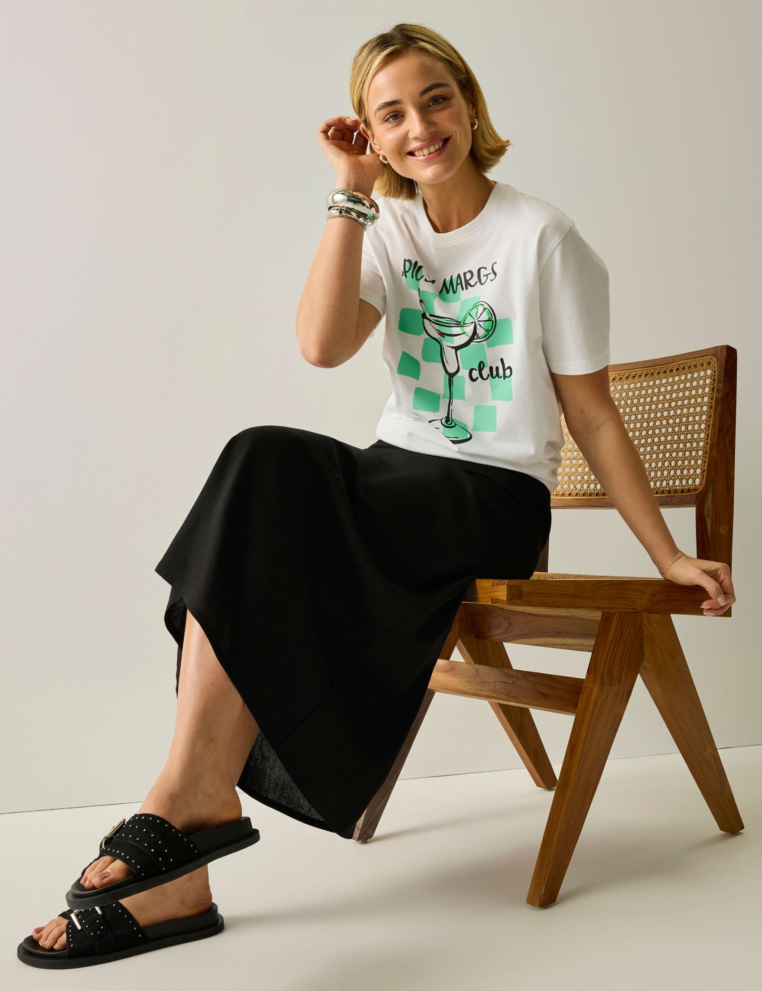 Midi A-Line Skirt with Linen 3 of 5