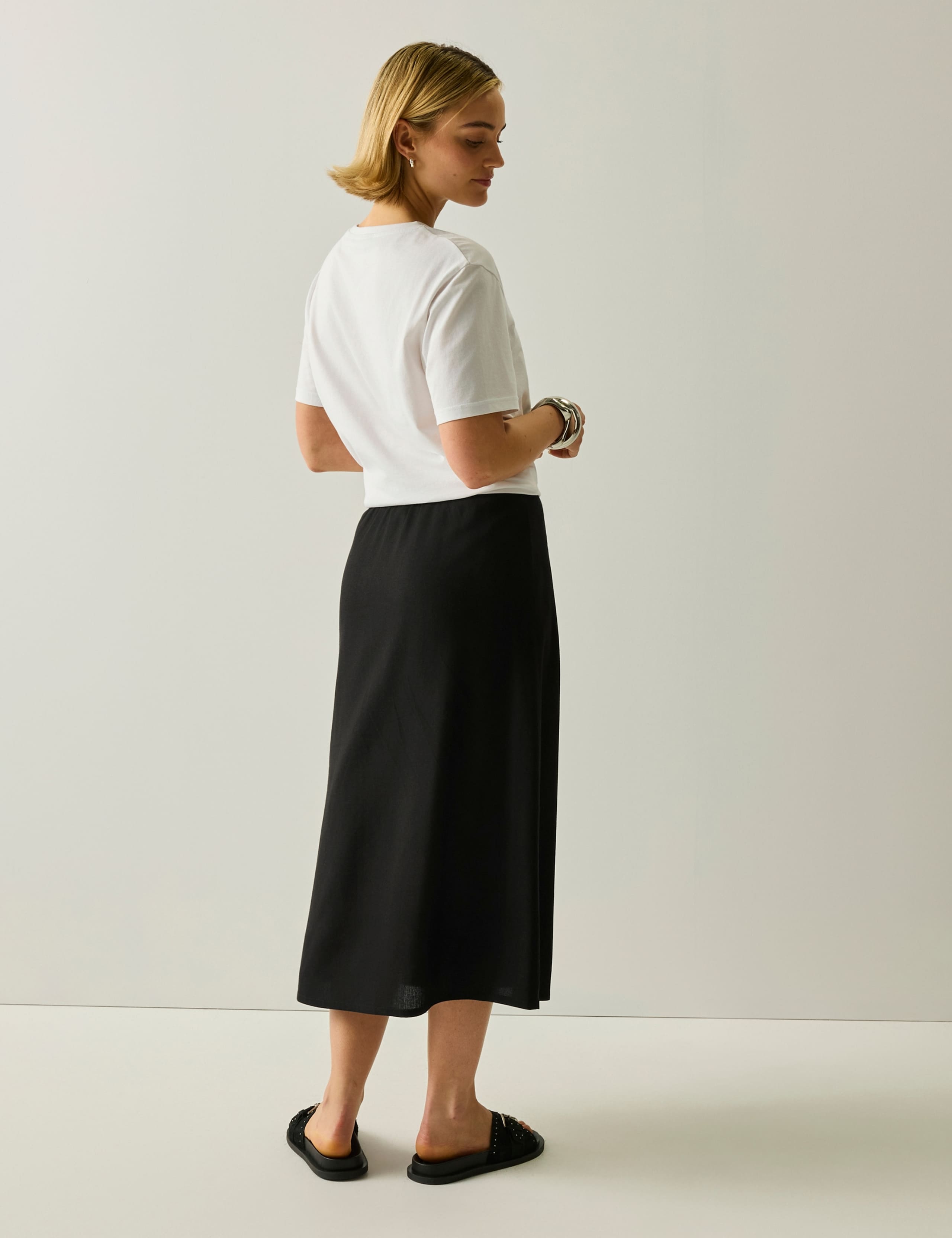 Midi A-Line Skirt with Linen 5 of 5