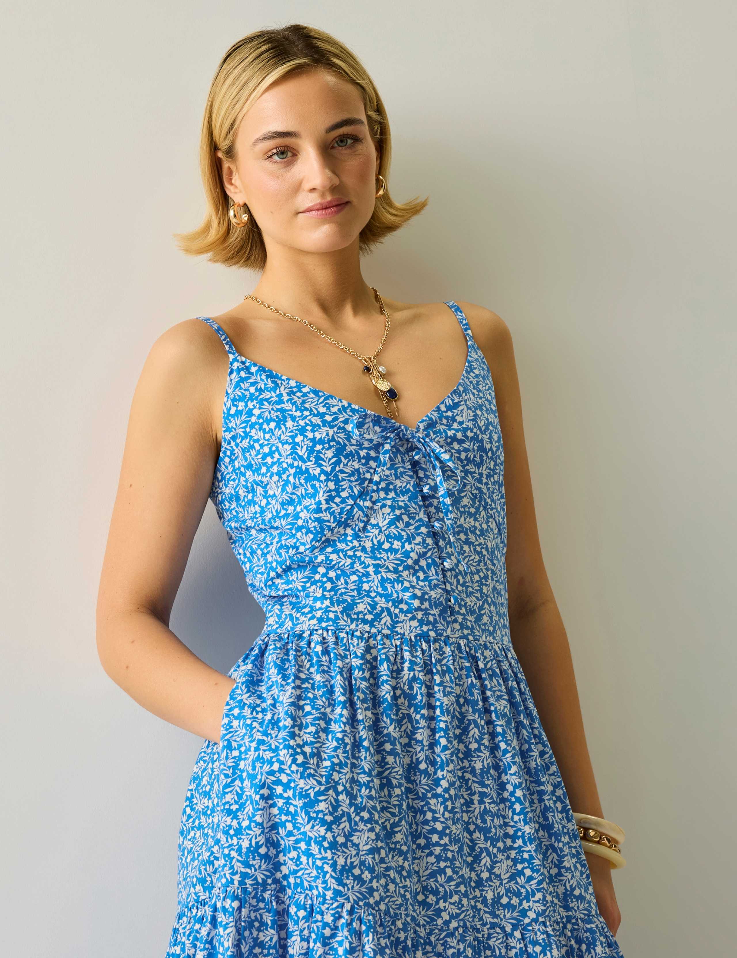 Pure Cotton Floral V-Neck Strappy Dress 4 of 6