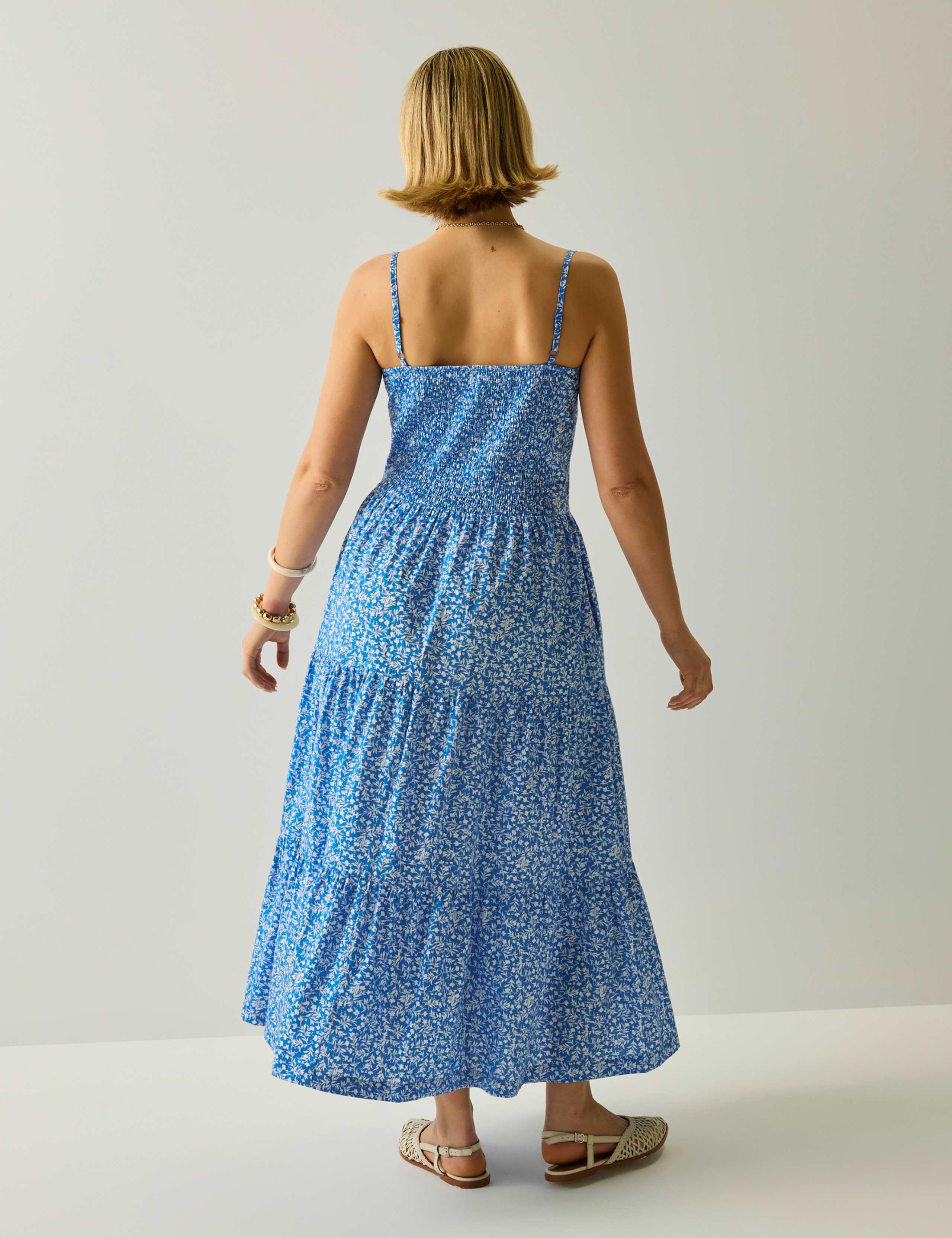 Pure Cotton Floral V-Neck Strappy Dress 6 of 6