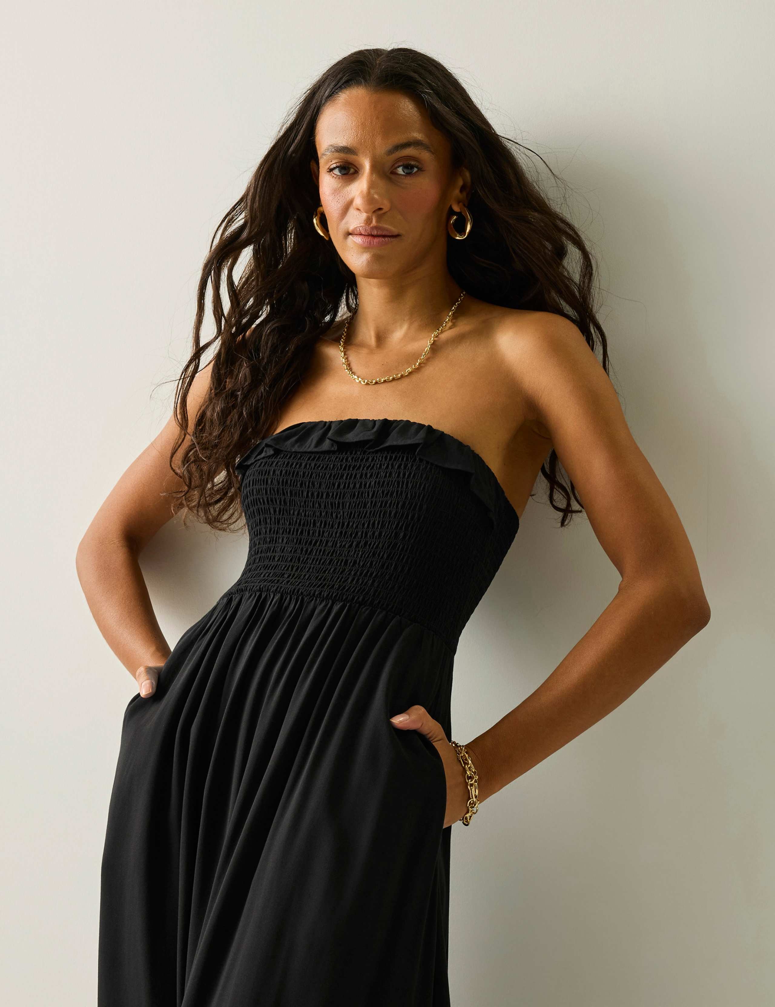 Shirred Maxi Swing Dress 1 of 5