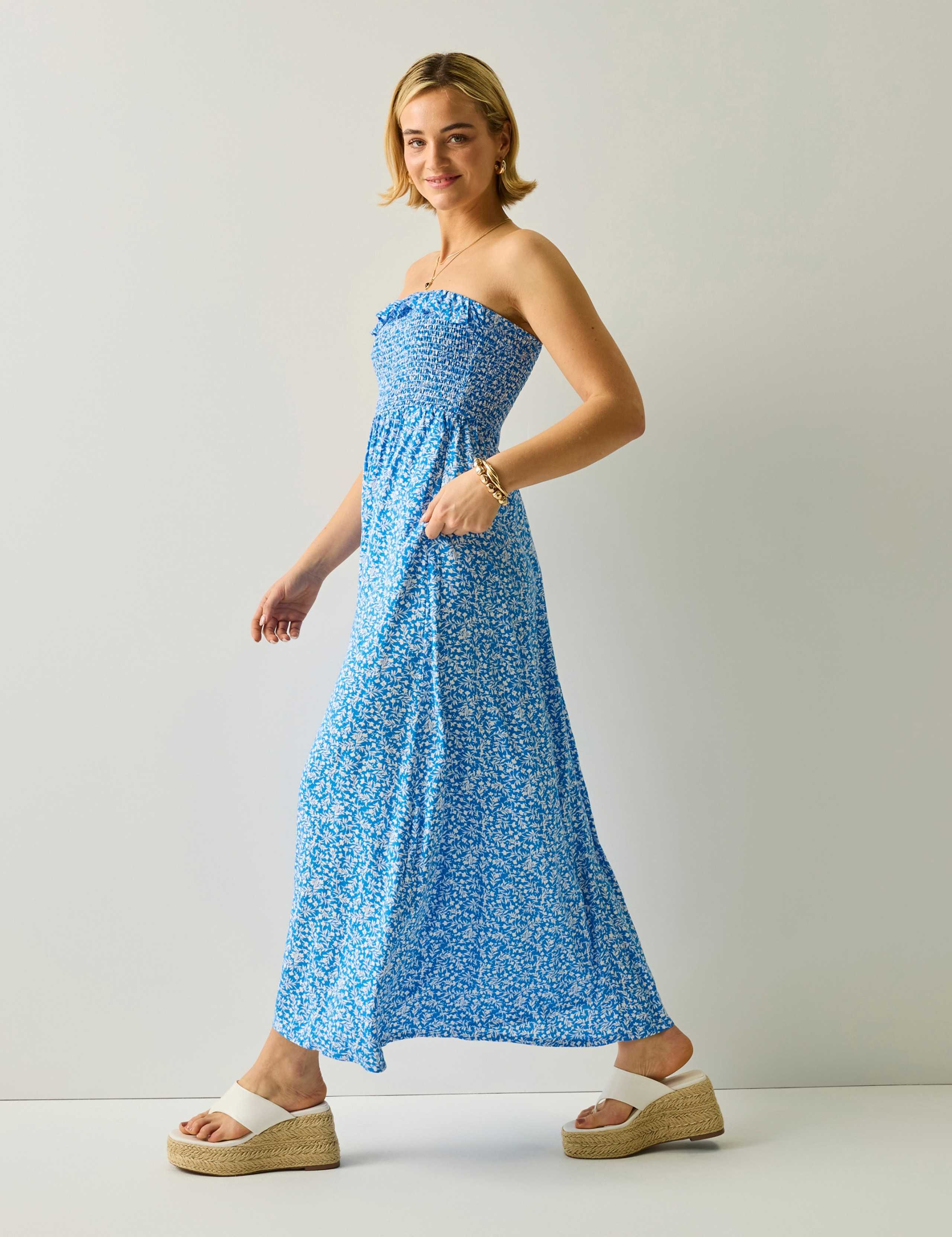 Floral Bandeau Shirred Maxi Swing Dress 5 of 6