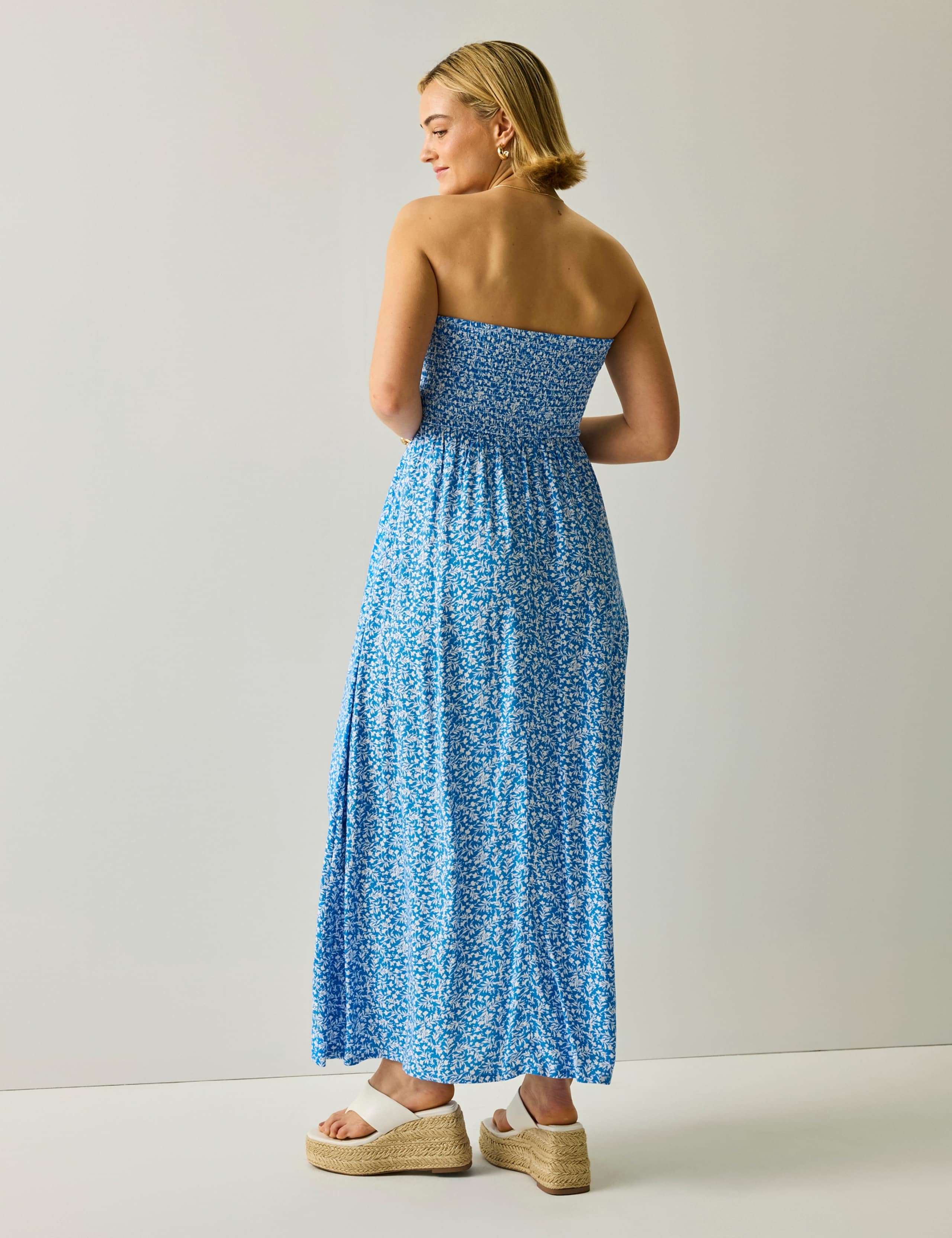 Floral Bandeau Shirred Maxi Swing Dress 6 of 6