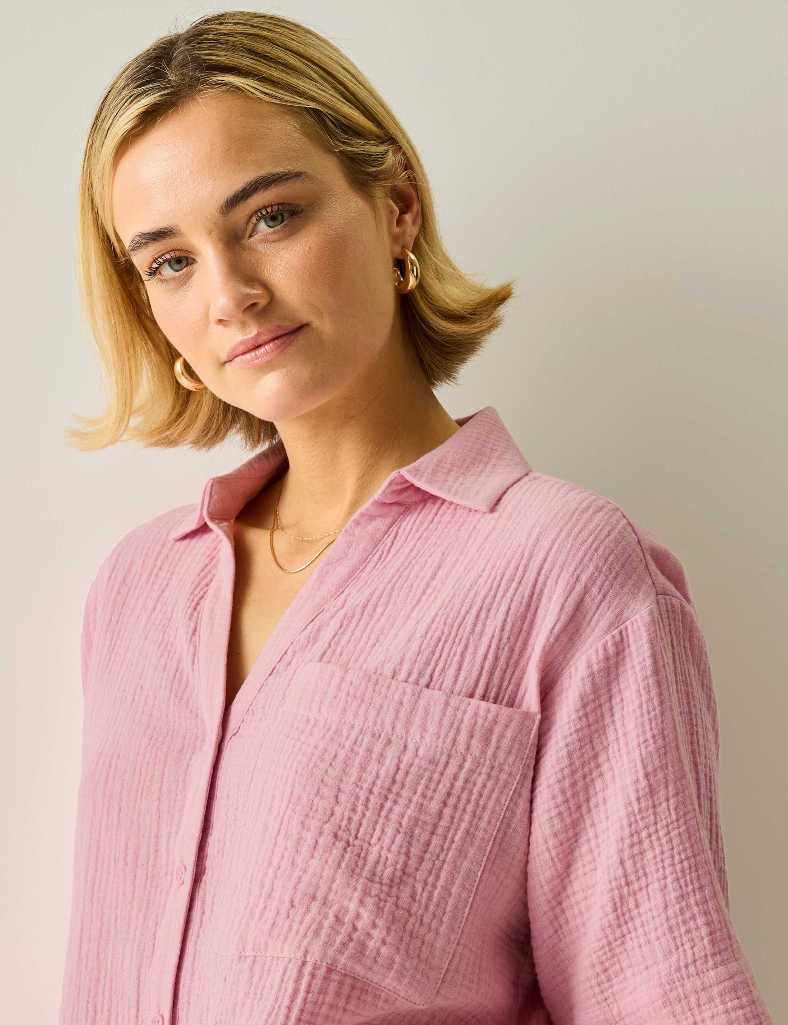 Pure Cotton Textured Relaxed Shirt 4 of 6