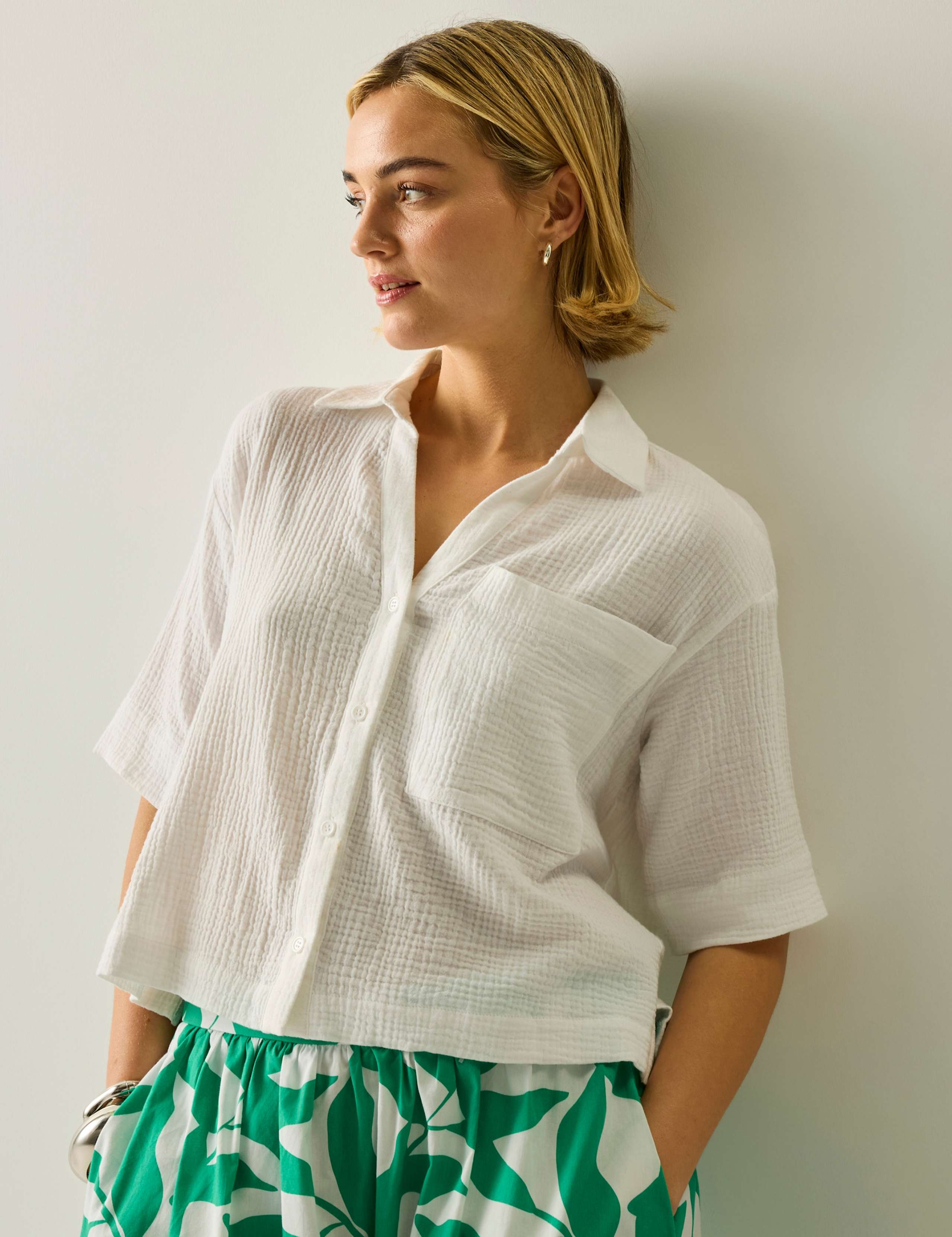 Pure Cotton Textured Relaxed Shirt 4 of 5