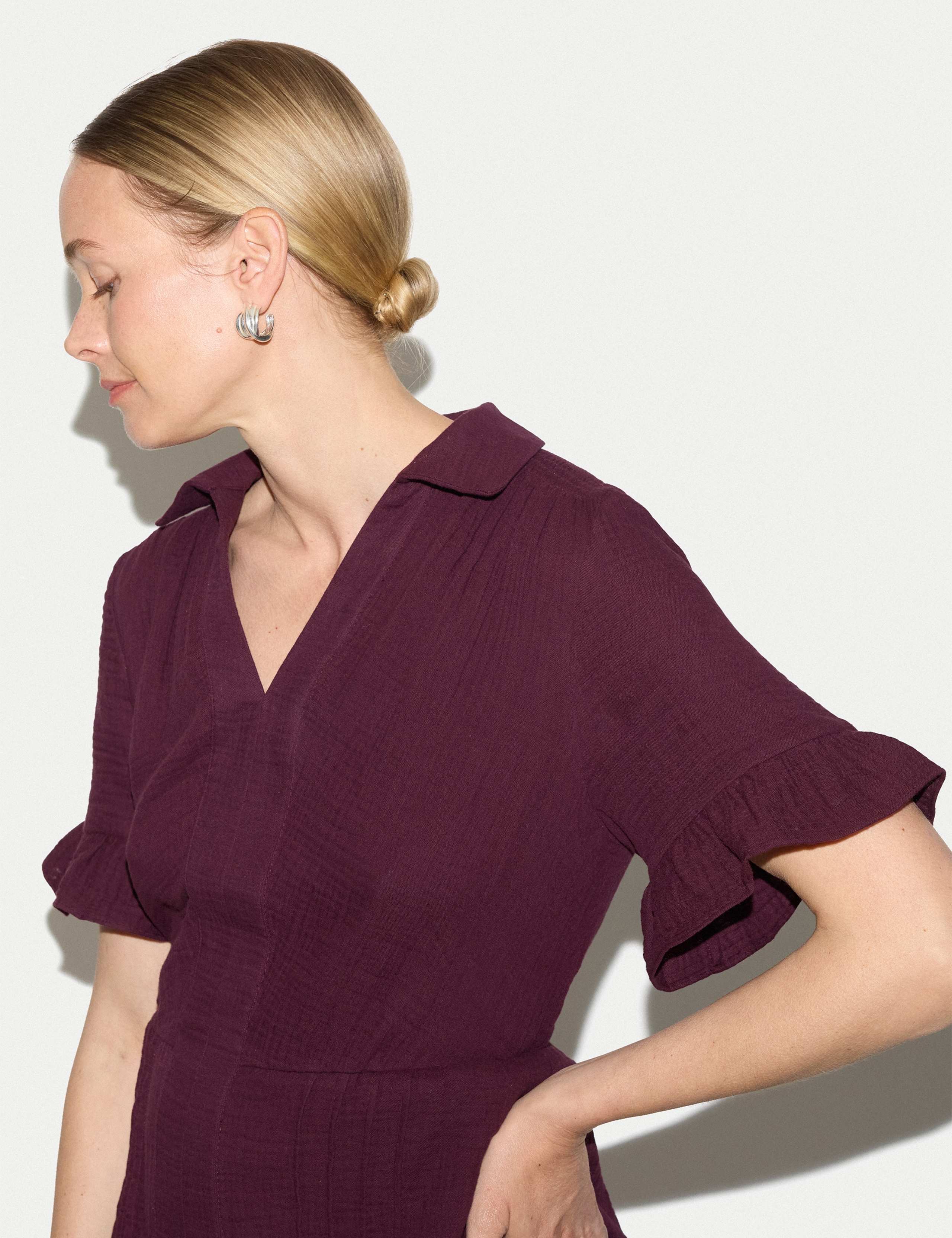 Pure Cotton Collared Mini Tea Dress 2 of 4