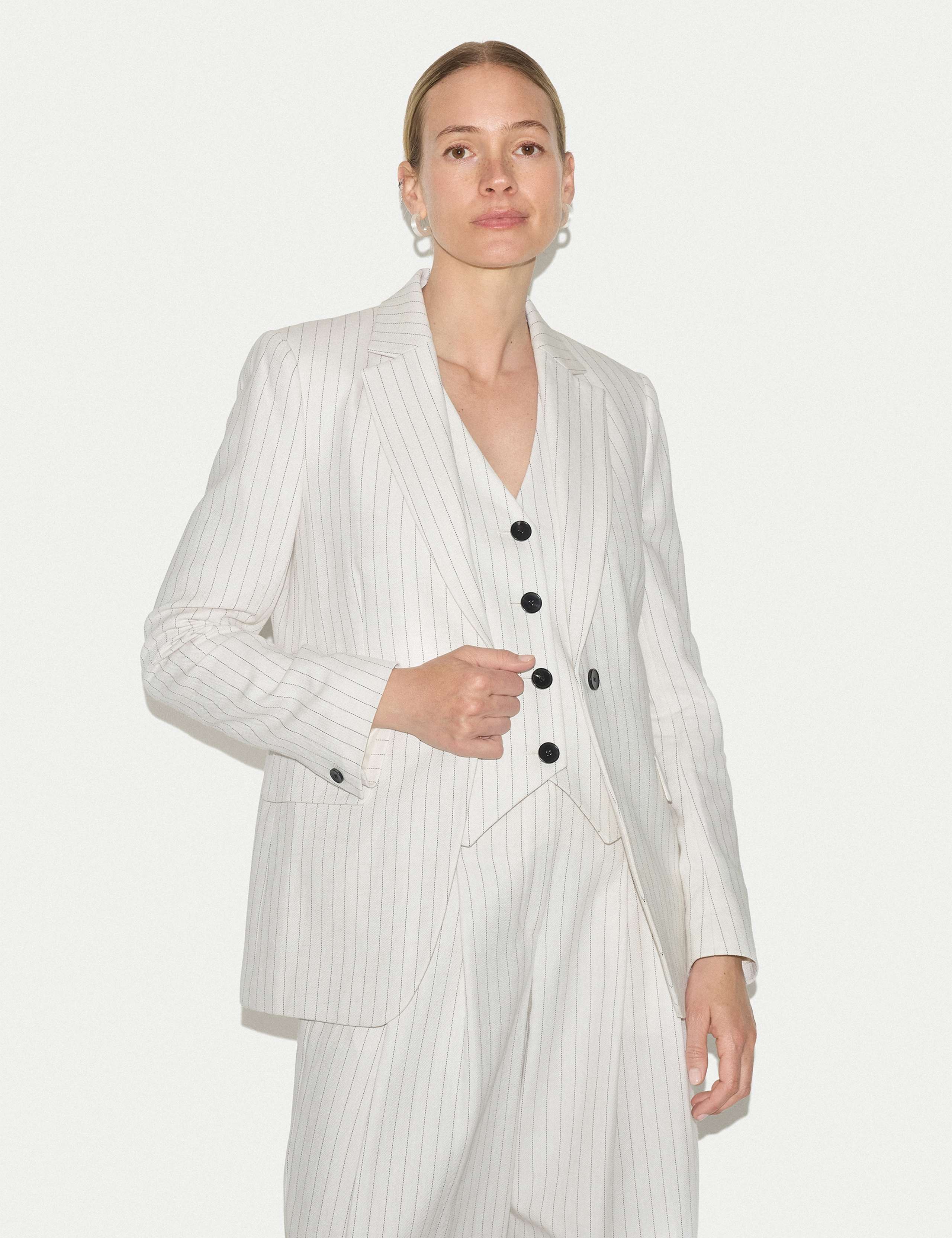 Cotton Linen Blend Striped Blazer 1 of 6