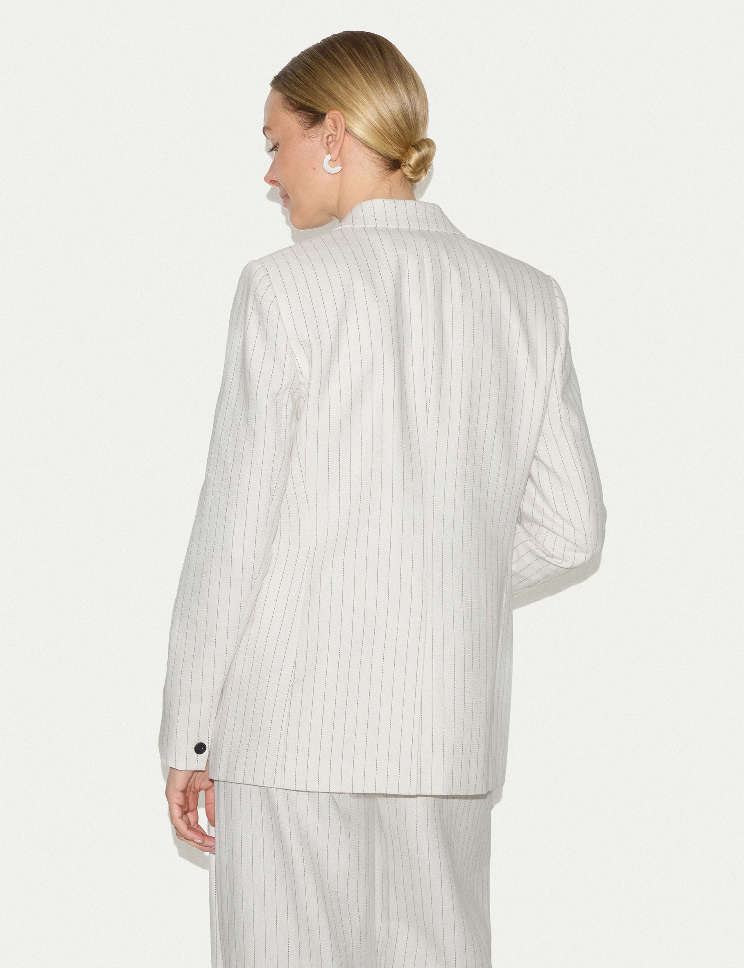 Cotton Linen Blend Striped Blazer 3 of 6