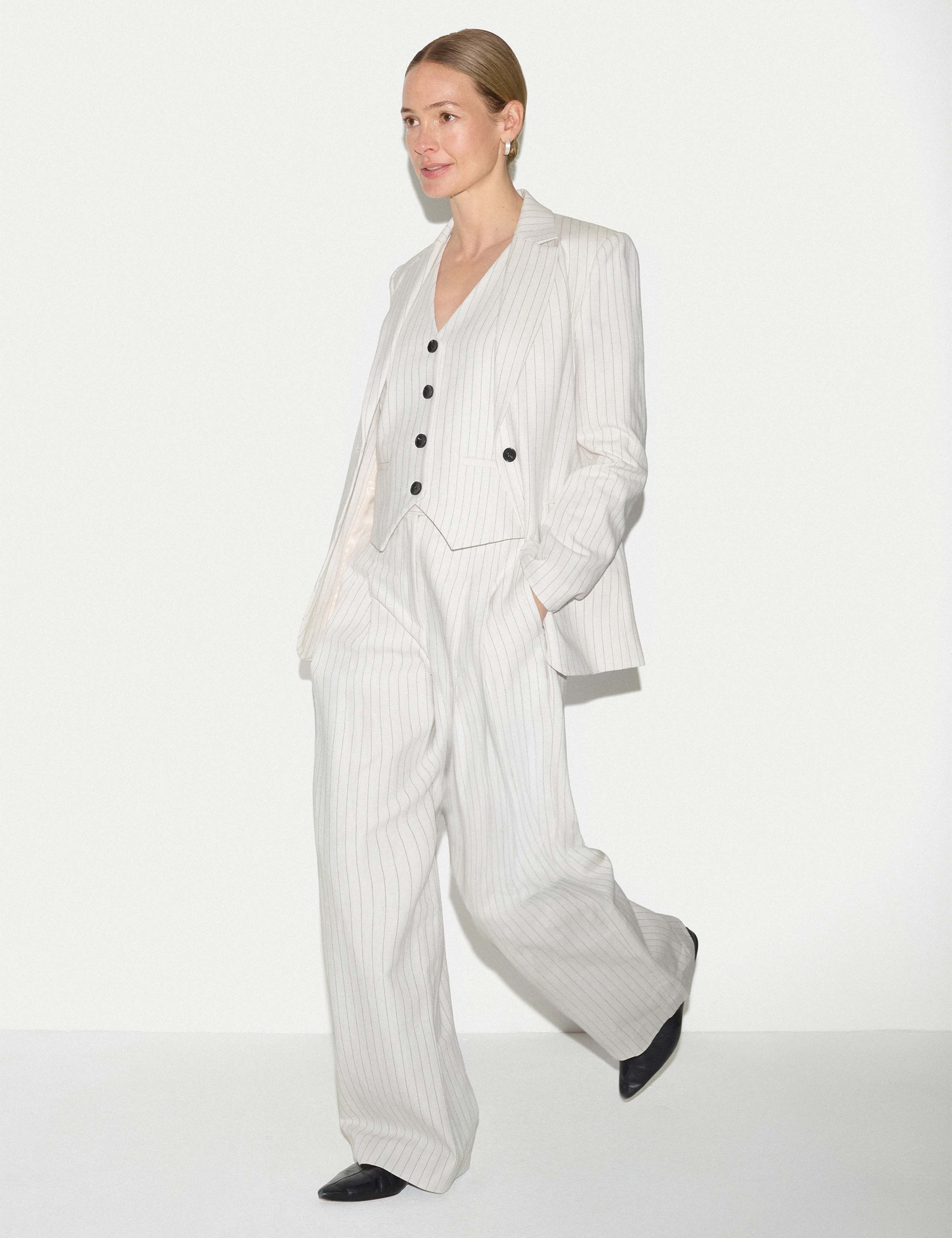 Cotton Linen Blend Striped Blazer 5 of 6