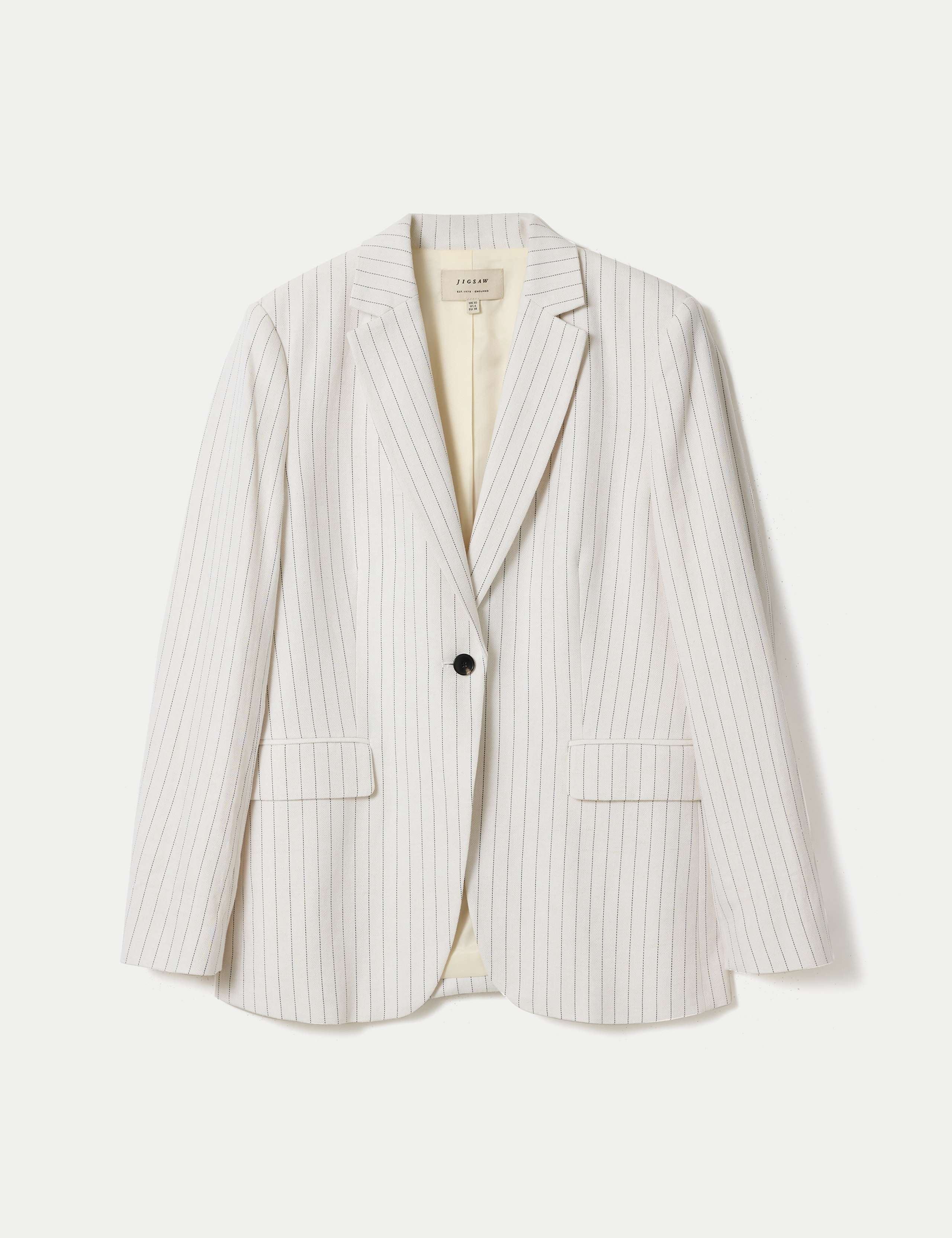 Cotton Linen Blend Striped Blazer 2 of 6