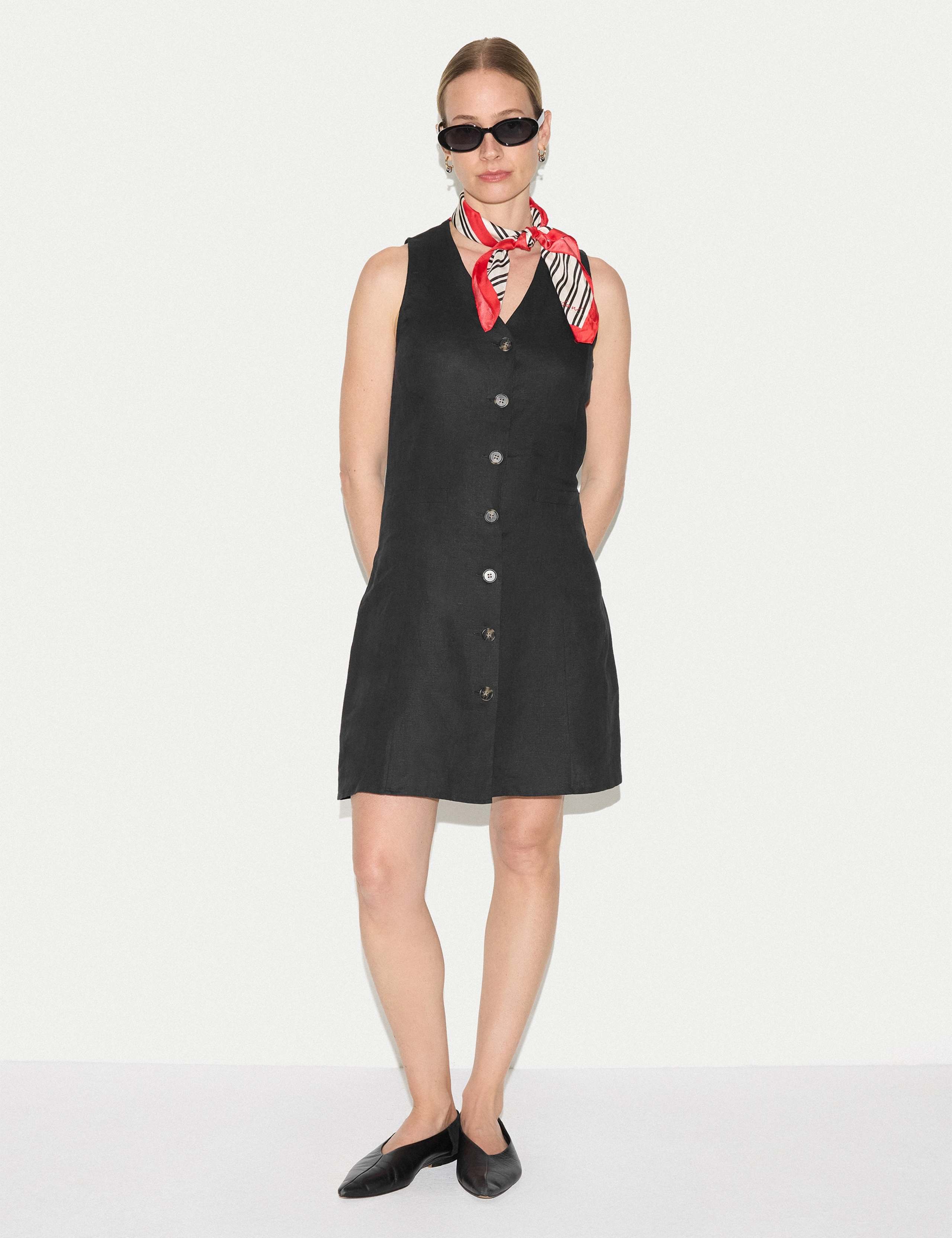 Pure Linen V-Neck Mini Tailored Dress 3 of 6