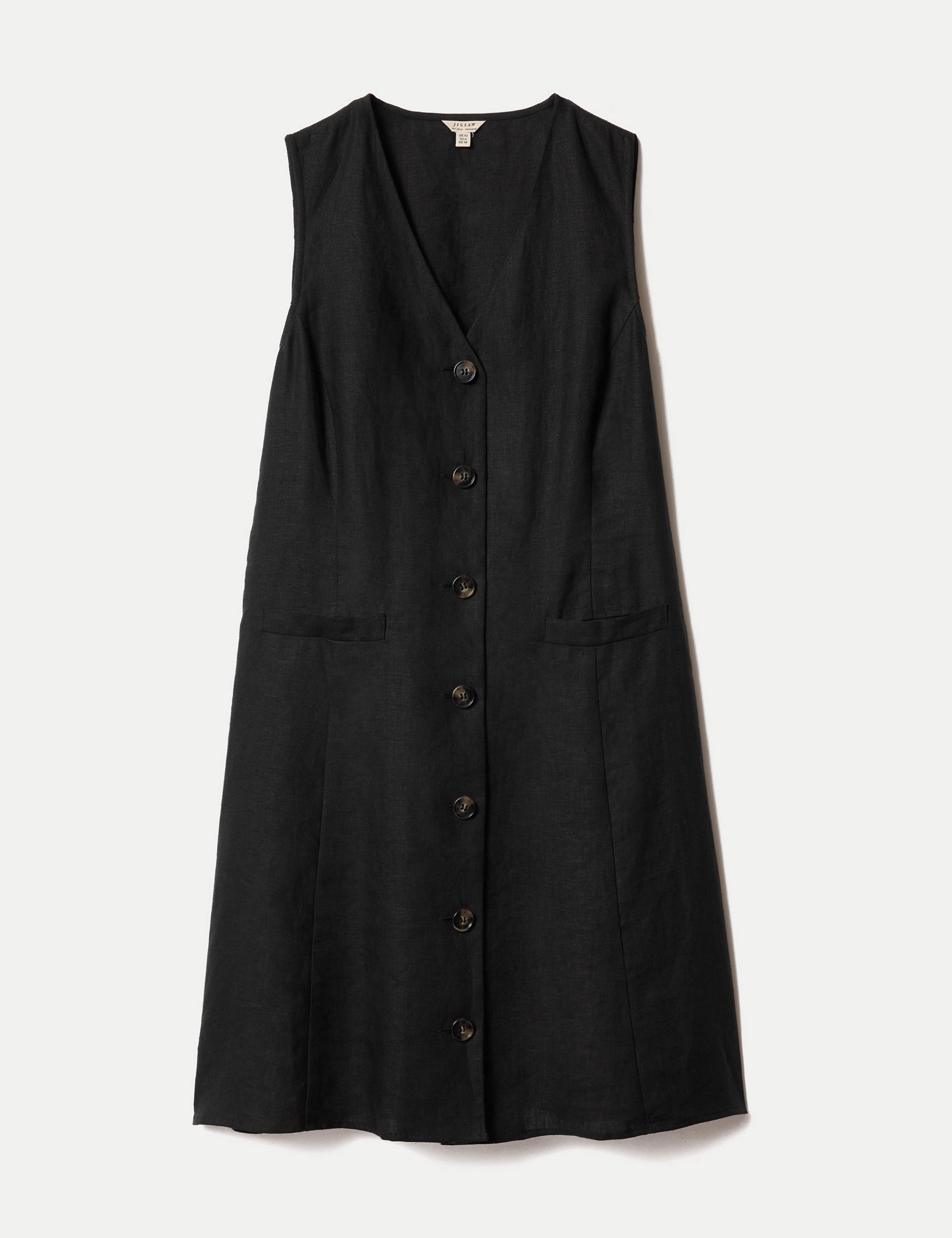 Pure Linen V-Neck Mini Tailored Dress 2 of 6