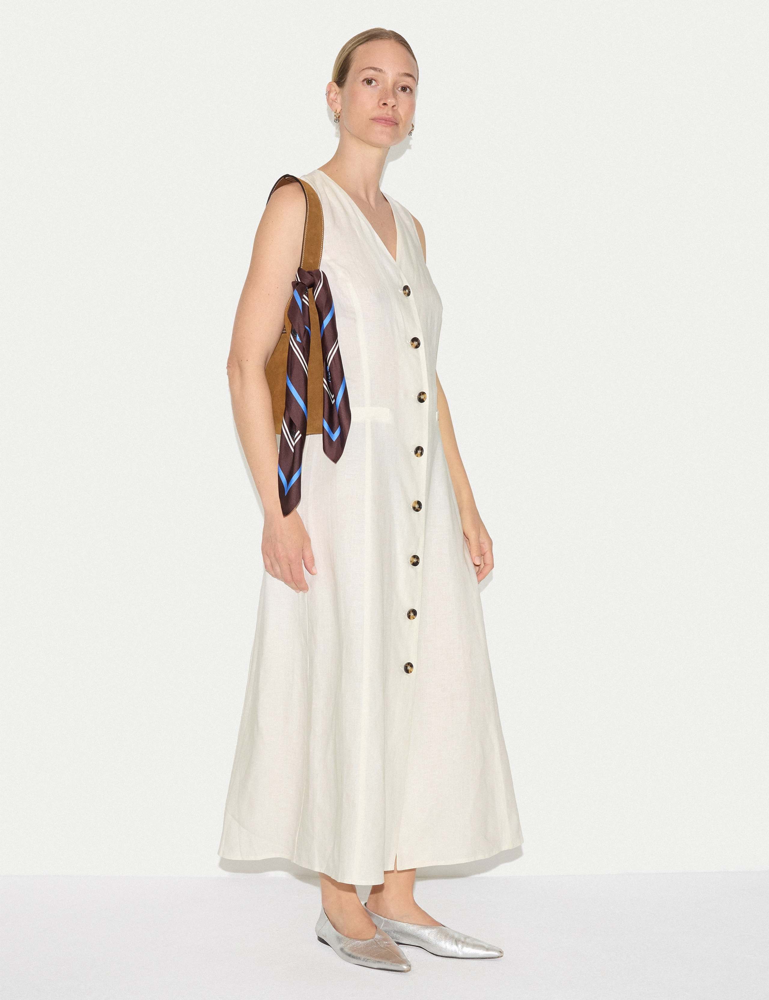 Pure Linen V-Neck Midaxi Waistcoat Dress 4 of 5