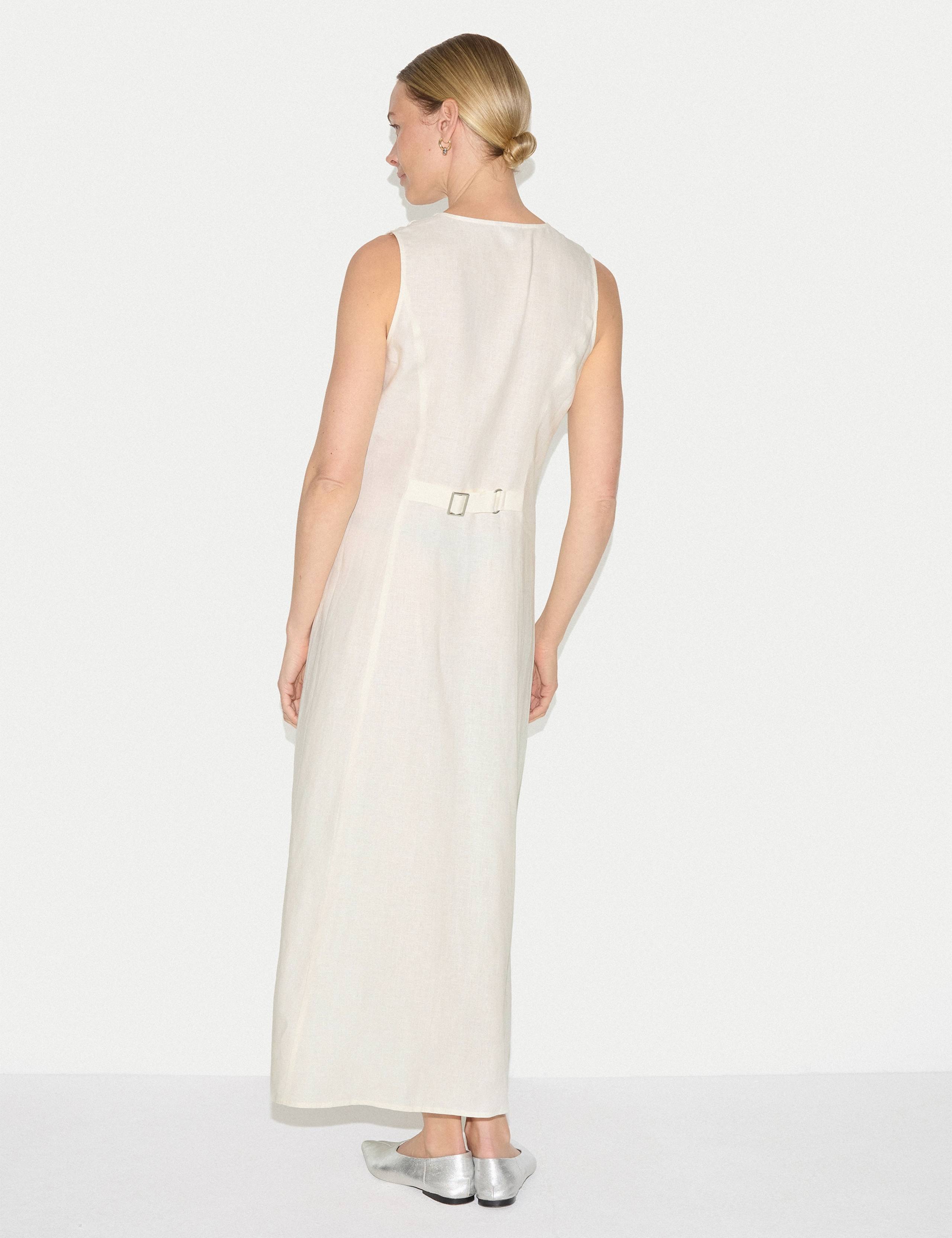Pure Linen V-Neck Midaxi Waistcoat Dress 5 of 5