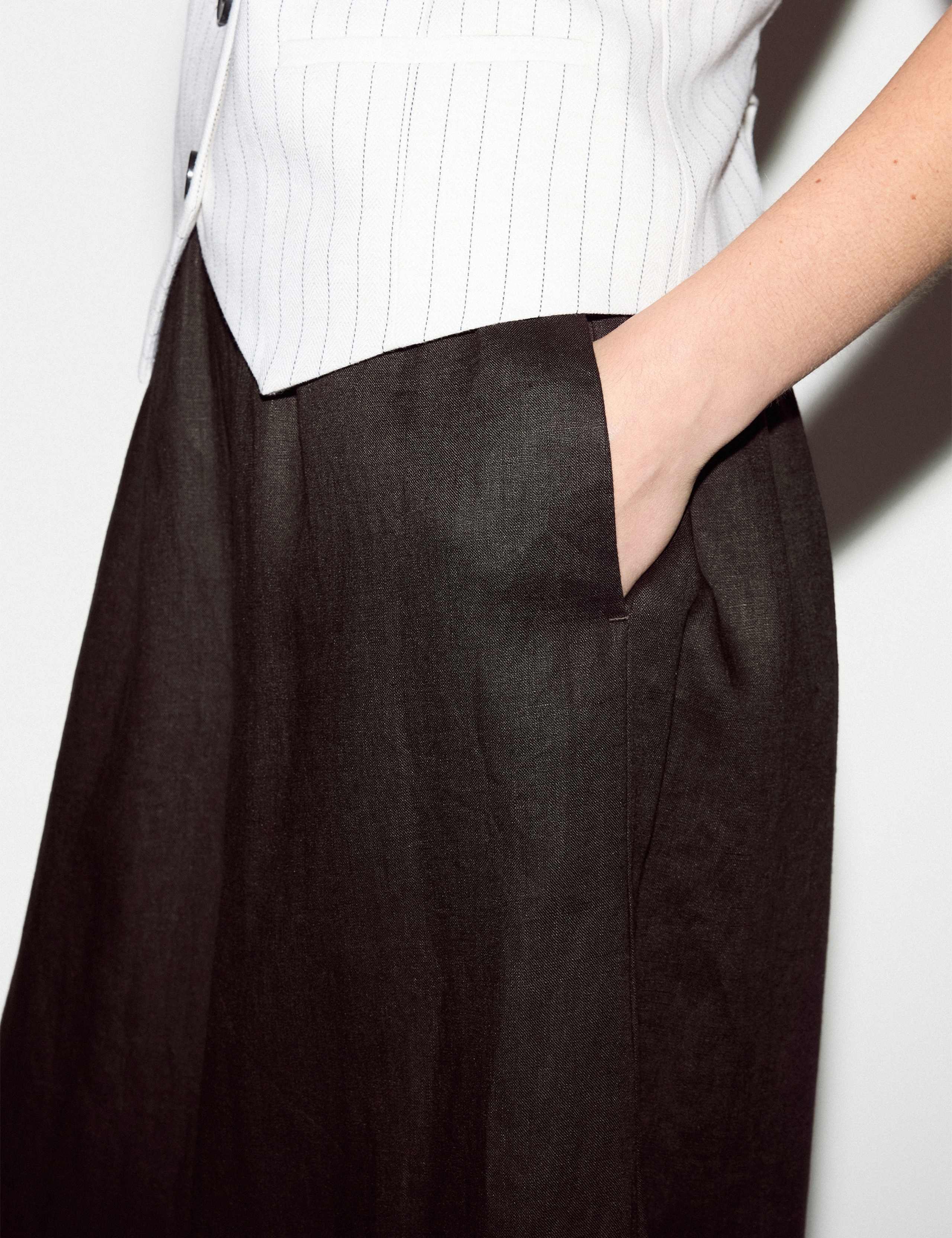 Pure Linen Wide Leg Palazzo Trousers 4 of 5