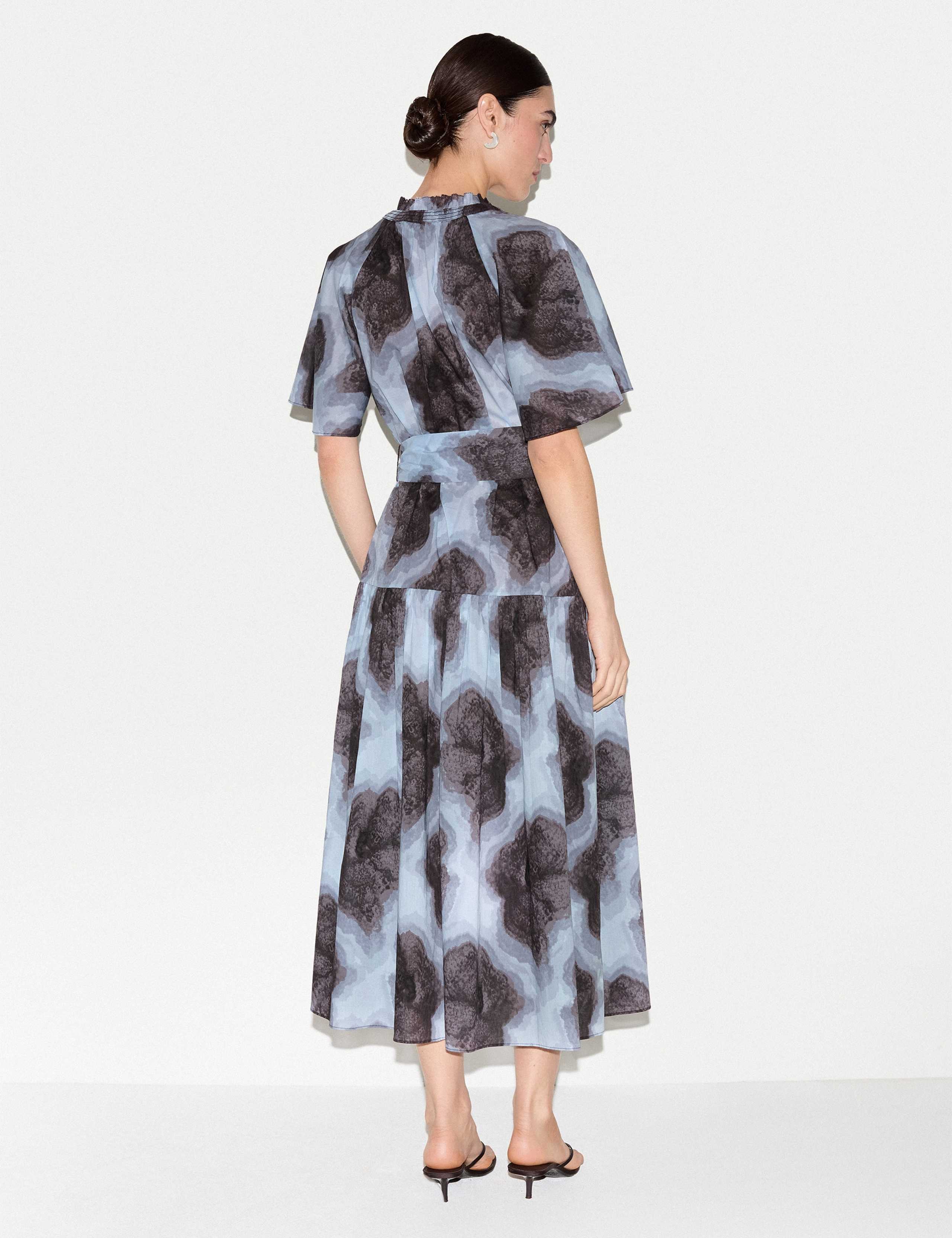 Pure Cotton Printed V-Neck Midi Waisted Dress 5 of 5