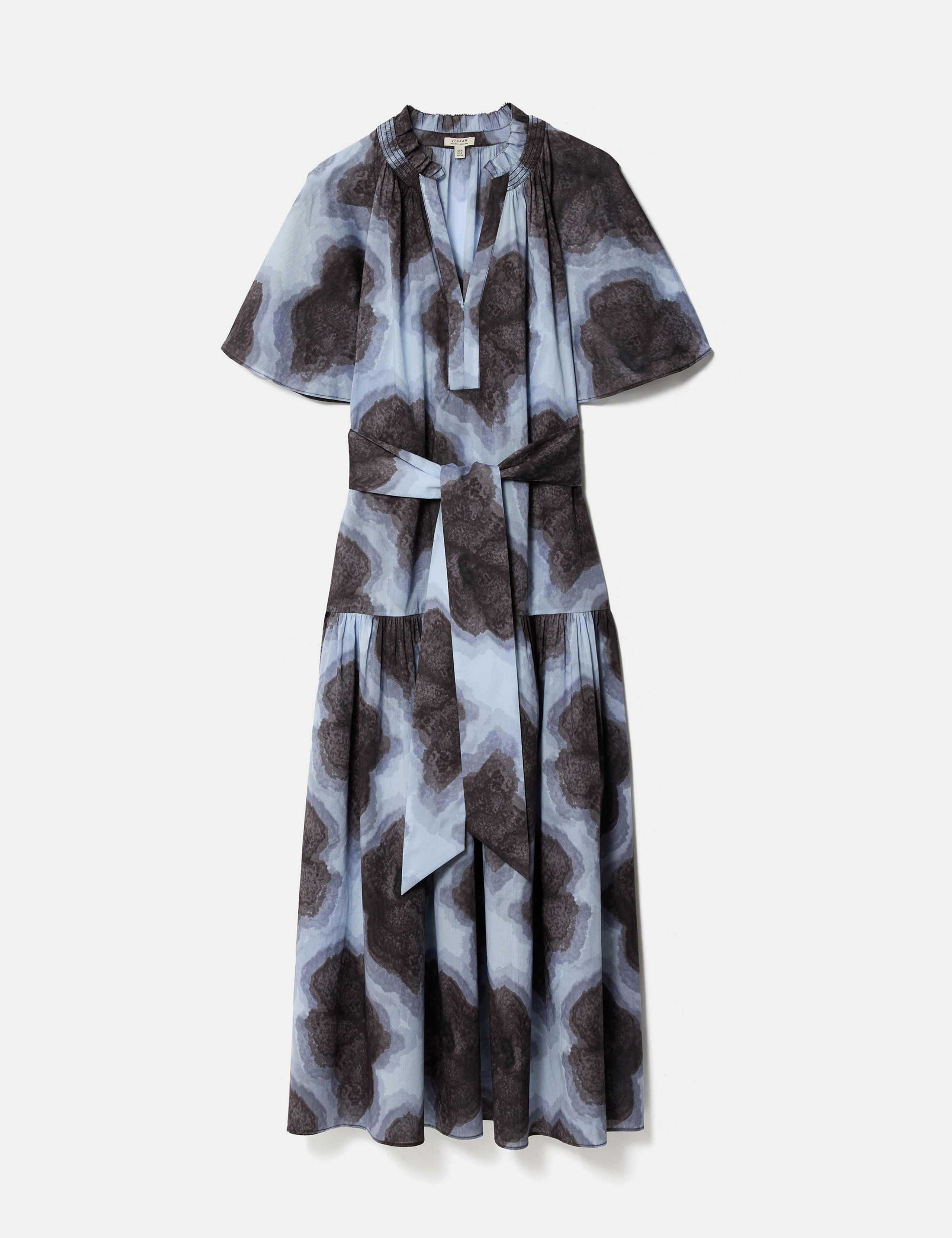 Pure Cotton Printed V-Neck Midi Waisted Dress 2 of 5