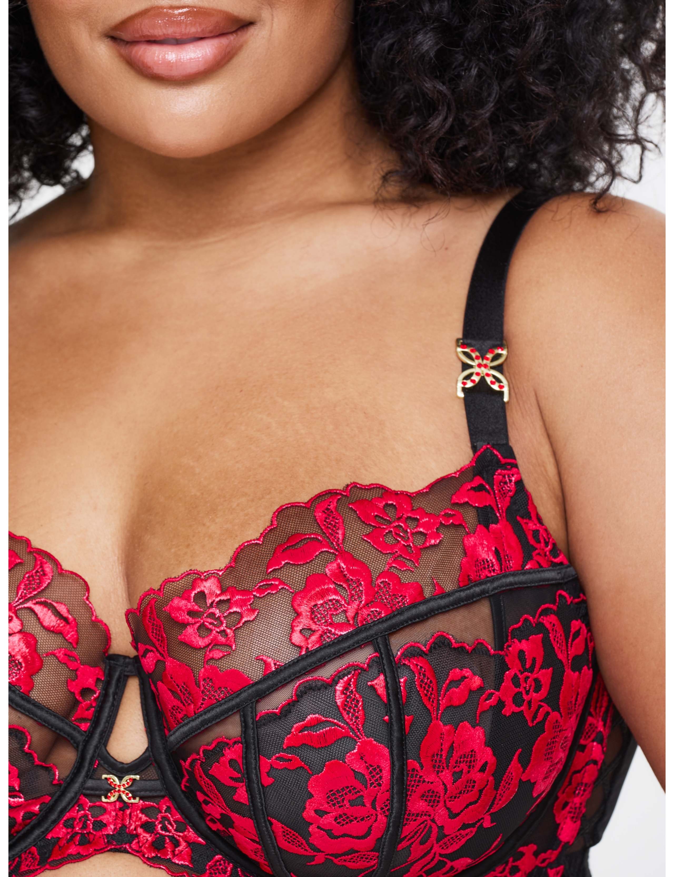 Mesh Embroidered Wired Balcony Bra (DD-H) 6 of 6
