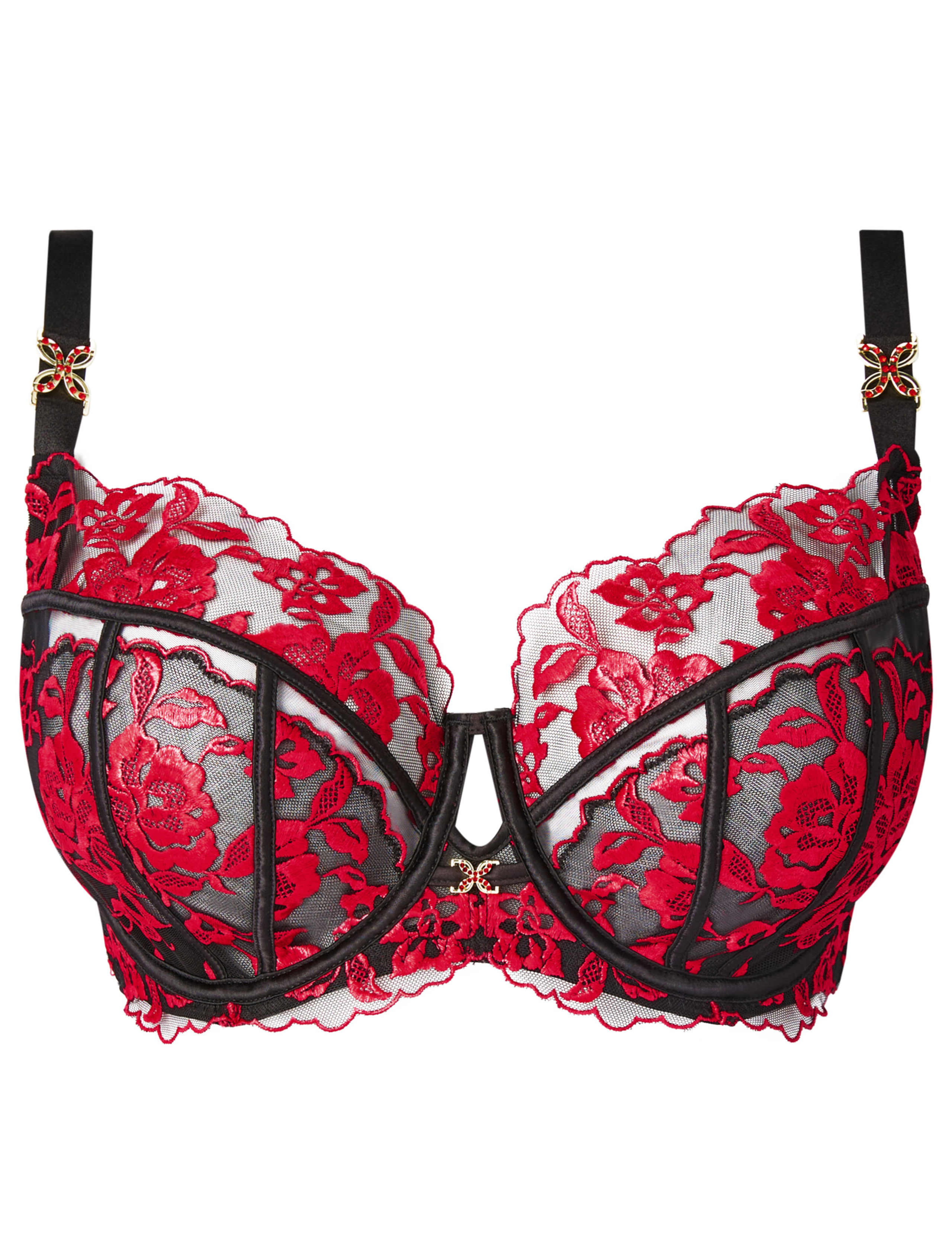 Mesh Embroidered Wired Balcony Bra (DD-H) 2 of 6