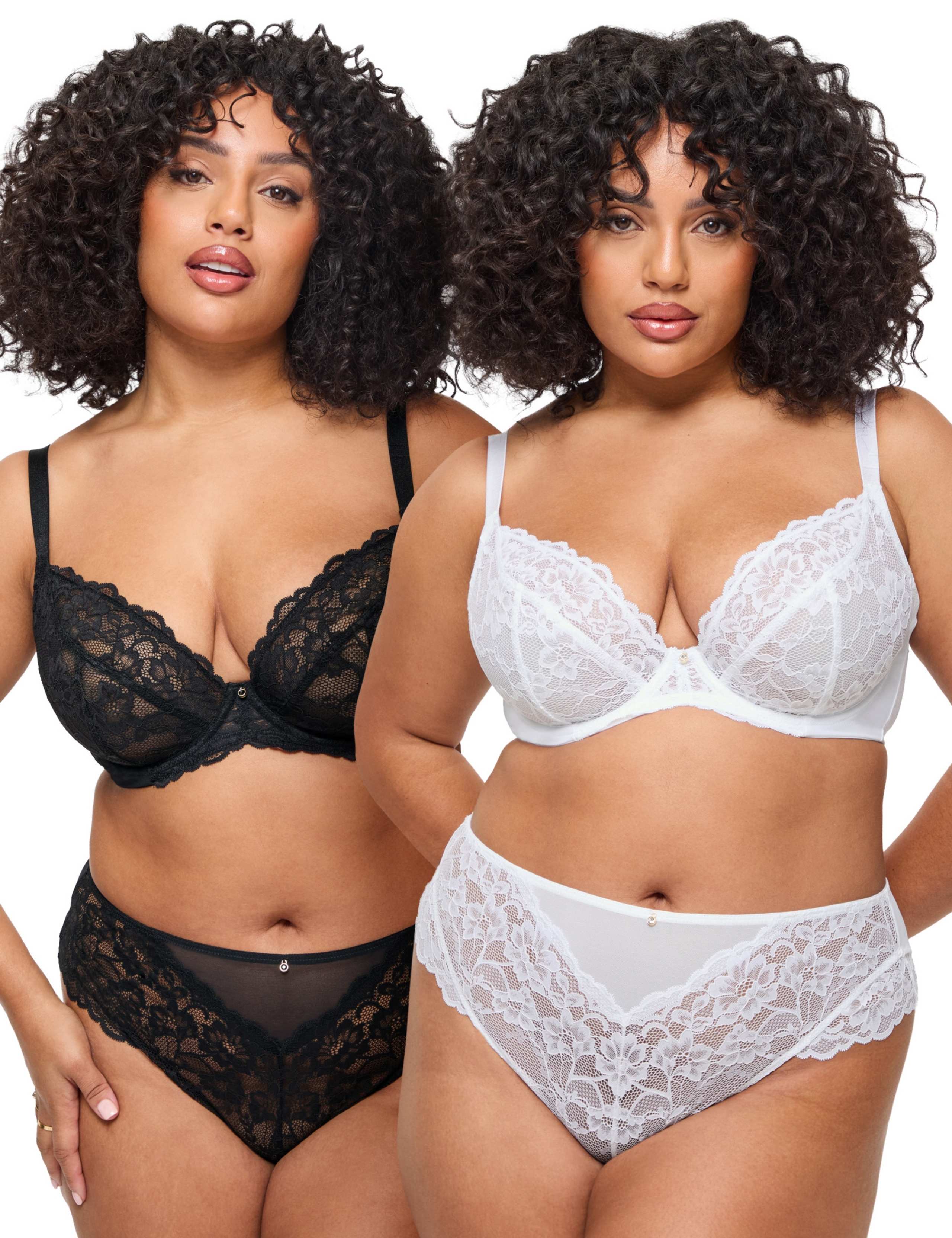 2 Pack Sexy Lace Wired Plunge Bras (DD-H) 3 of 7
